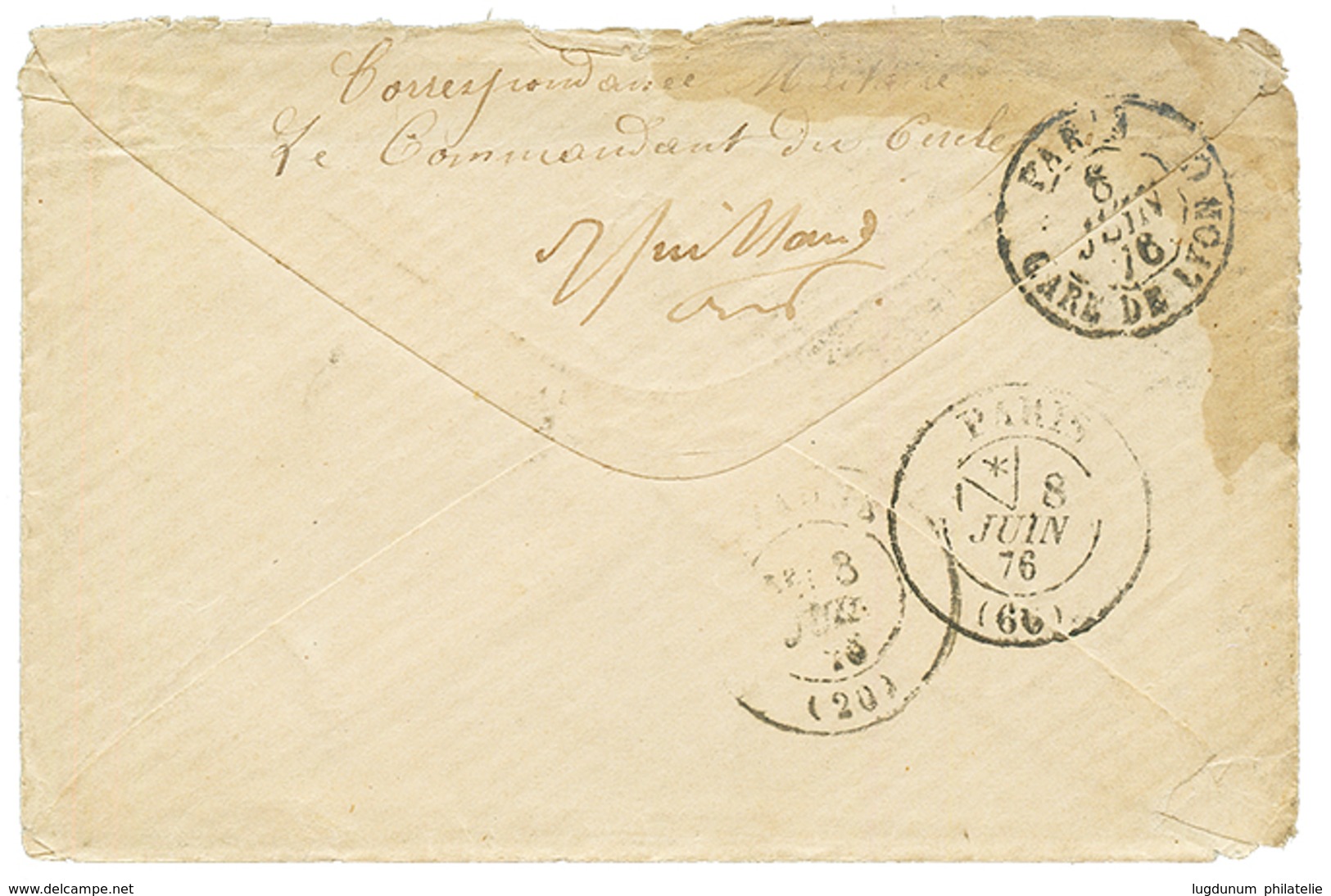 THIES - PRECURSEUR" : 1876 Timbre De FRANCE 25c CERES Dents Découpées (FRAUDE POSTALE) Obl. CORR. D' ARM. LIG. J PAQ F.  - Otros & Sin Clasificación