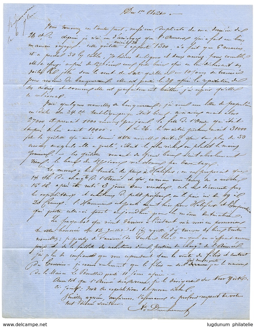 1859 GB/2F + Taxe 20 + Taxe 3 (rare) Sur Lettre Avec Texte De ST PIERRE Pour ST SERVAN. Verso, SHIP LETTER HALIFAX. RARE - Other & Unclassified