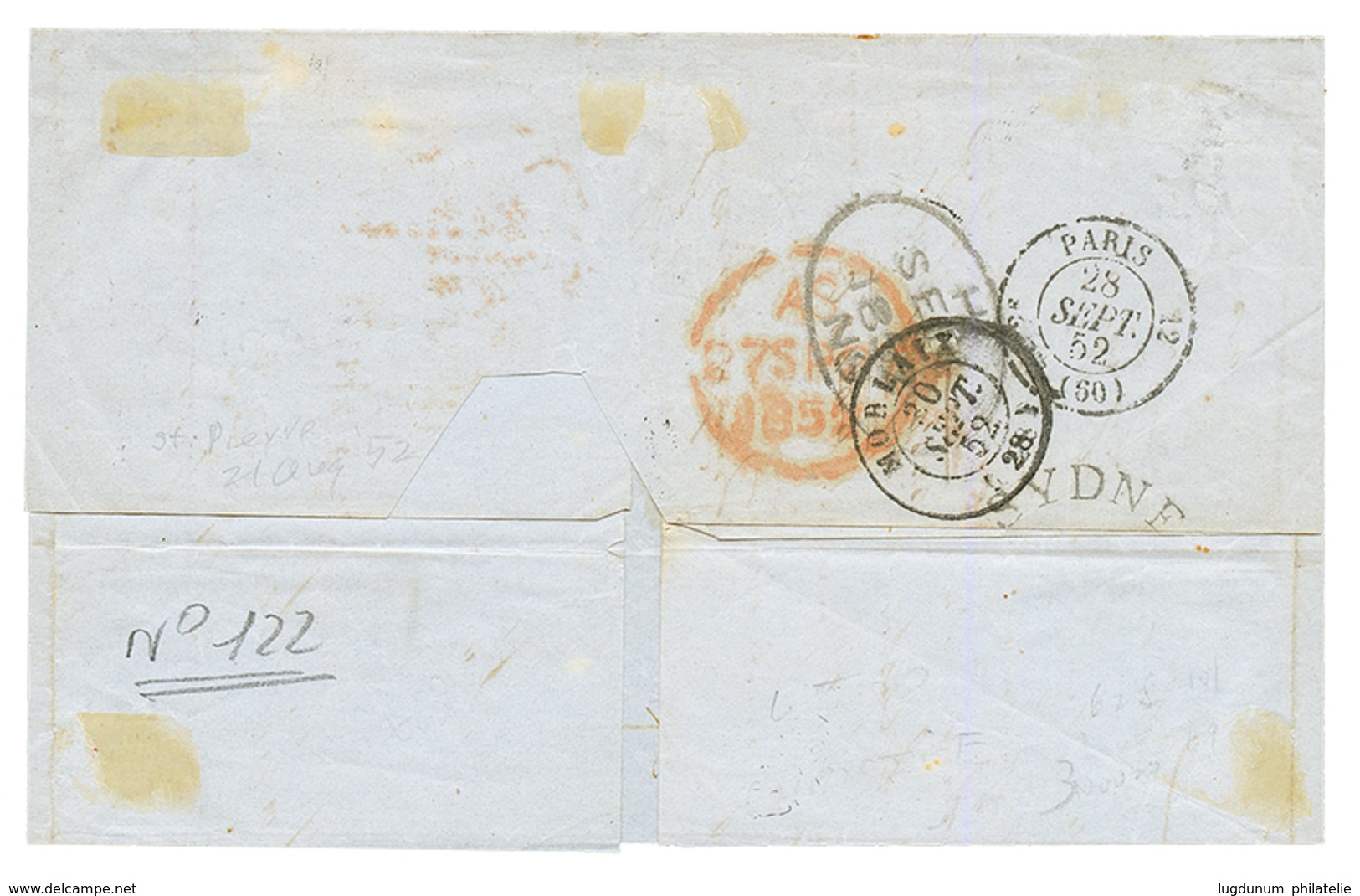 1852 SYDNEY C.B/ SHIP LETTER + COLONIES ART.13 Sur Lettre Avec Texte (incomplet) Daté De ST PIERRE Pour MORLAIX. RARE. T - Otros & Sin Clasificación