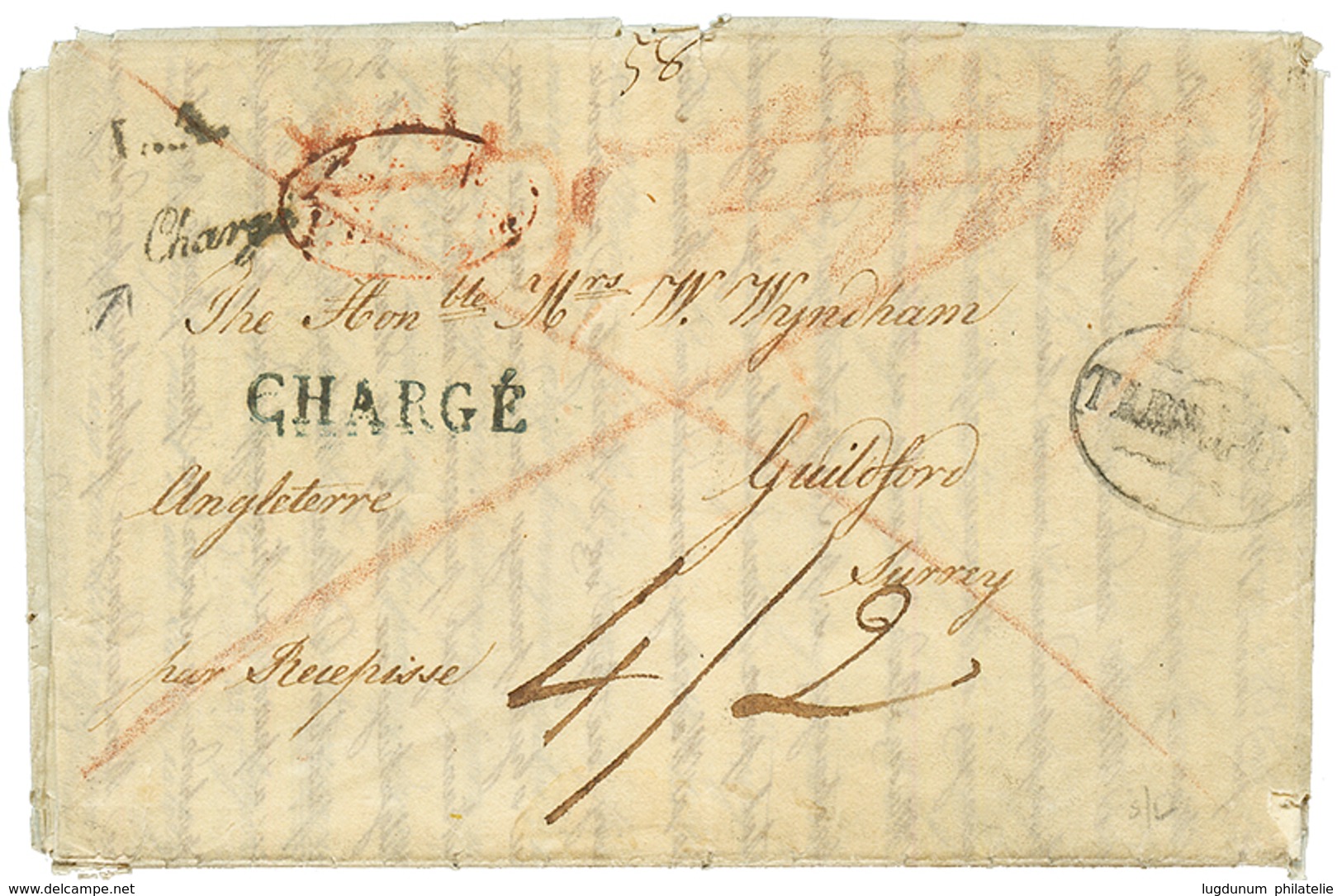 1832 L.A + CHARGE (2 Different Types) On Entire Letter From "KUJDANICI DORIA" To GUILFORD (GREAT BRITAIN). Vf. - Other & Unclassified