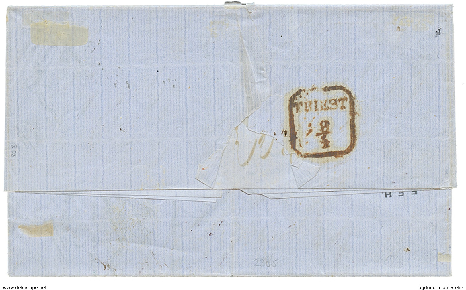 1862 "15" Blue Tax Marking + COL. VAPORE D' ALESSANDRIA On Entire Letter From ALEXANDRIE To TRIESTE. Vvf. - Eastern Austria