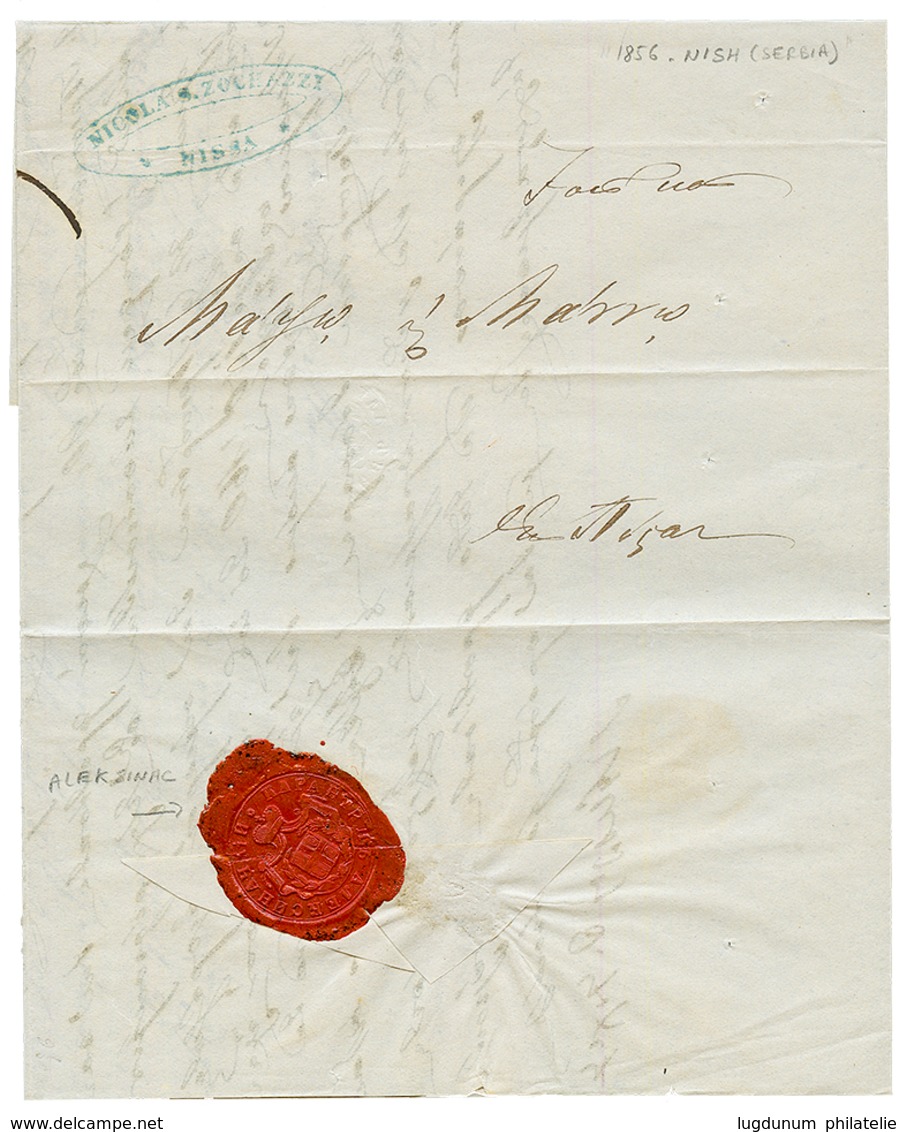 1856 Disinfected Wax Seal ALEKSINAC On Entire Letter From NISH (SERBIA) To PEST. Vvf. - Eastern Austria