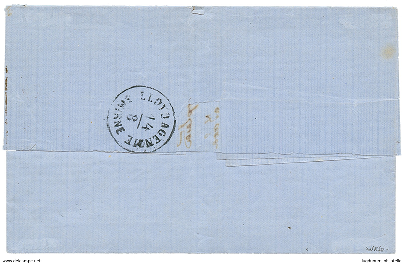 CYPRUS : 1875 10 SOLDI Canc. LARNACA DI CIPRO On Entire Letter To METELINE. Verso, LLOYD SMIRNE. Superb. - Eastern Austria