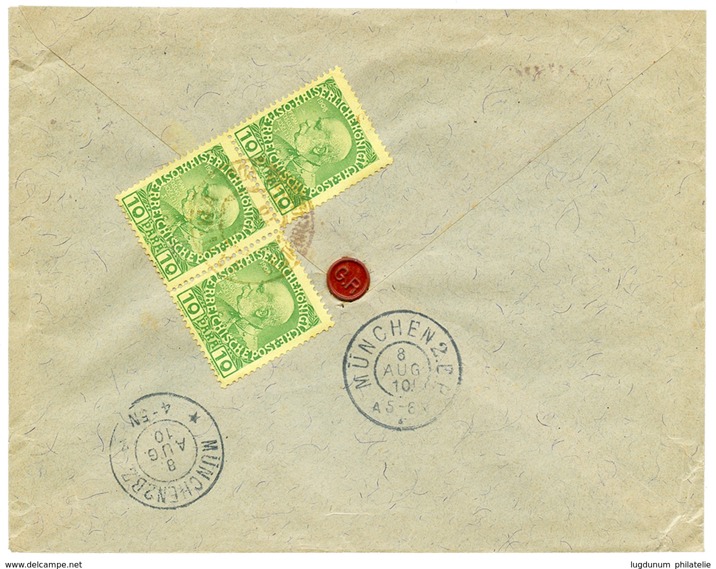 "JANINA" : 1910 1P(x2) + Verso10p(x3) Canc. JANINA On REGISTERED Envelope To GERMANY. Vf. - Eastern Austria