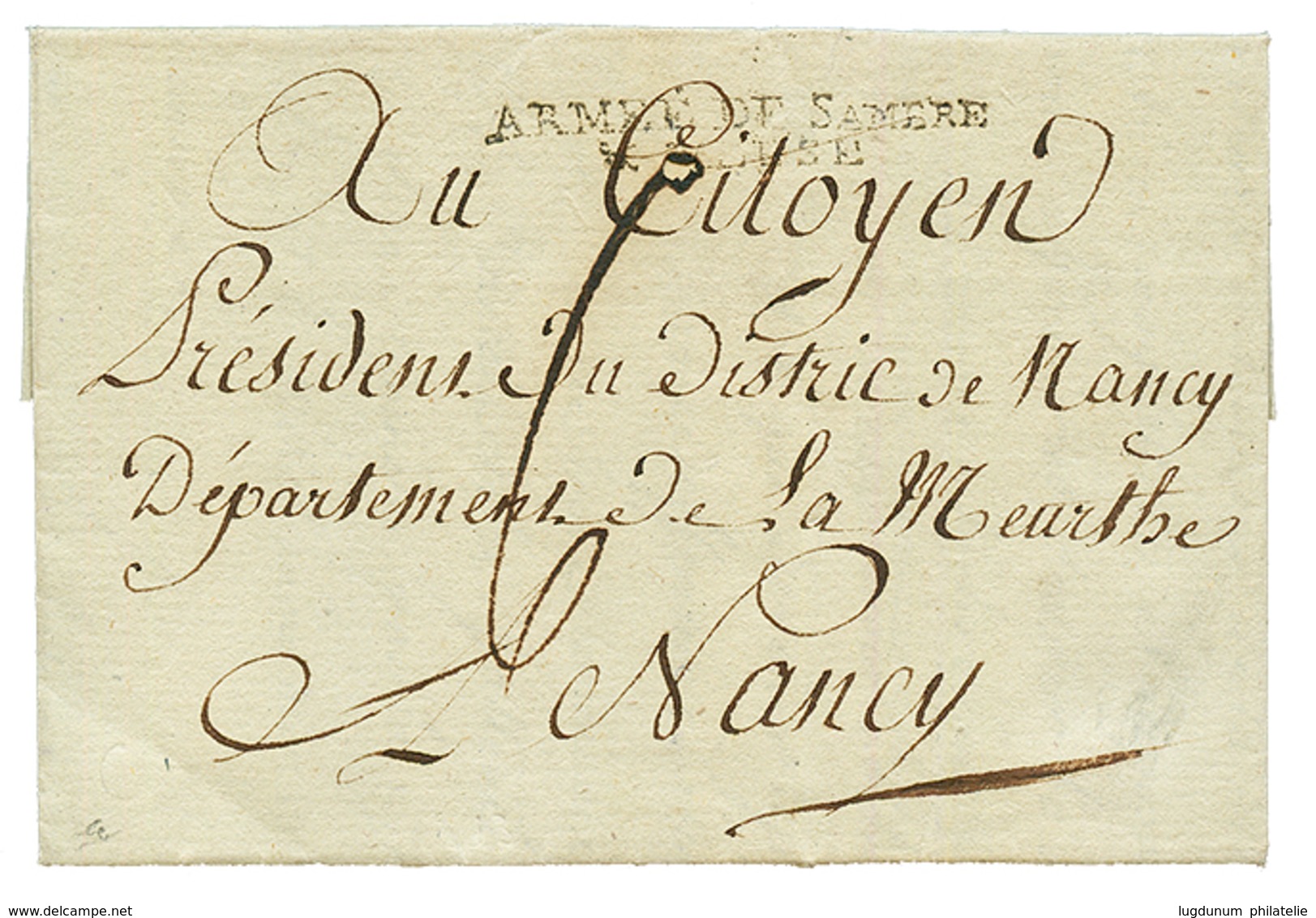 An 2 ARMEE DE SAMBRE / ET MEUSE On Entire Letter Datelined "VOIREM" To NANCY. Vf. - Autres & Non Classés