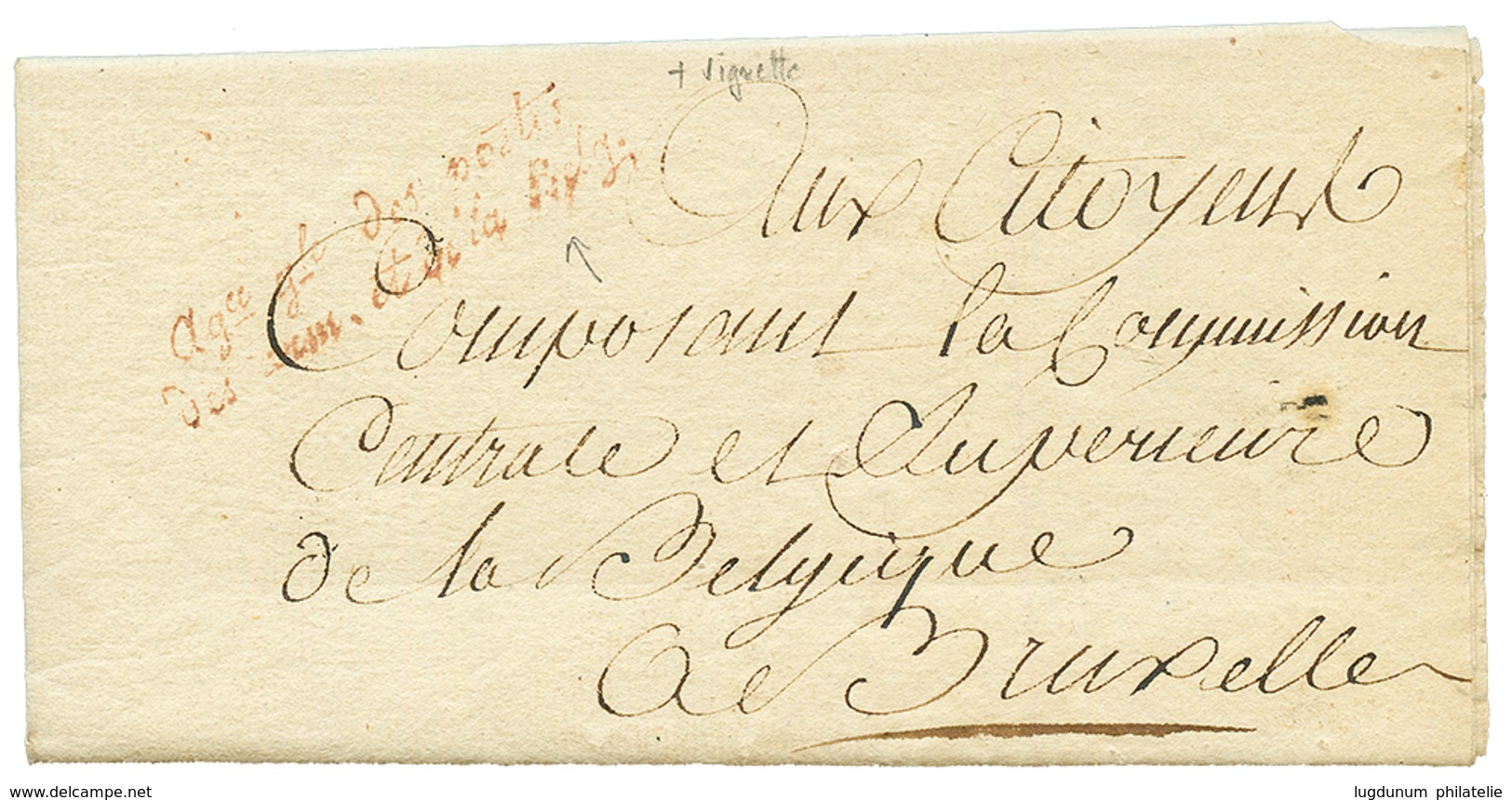 An 3 Red Cachet AGce Gle Des POSTES / Des ARM. De La BELG. On Entire Letter With Superb Illustrated Litho From BRUXELLES - Otros & Sin Clasificación