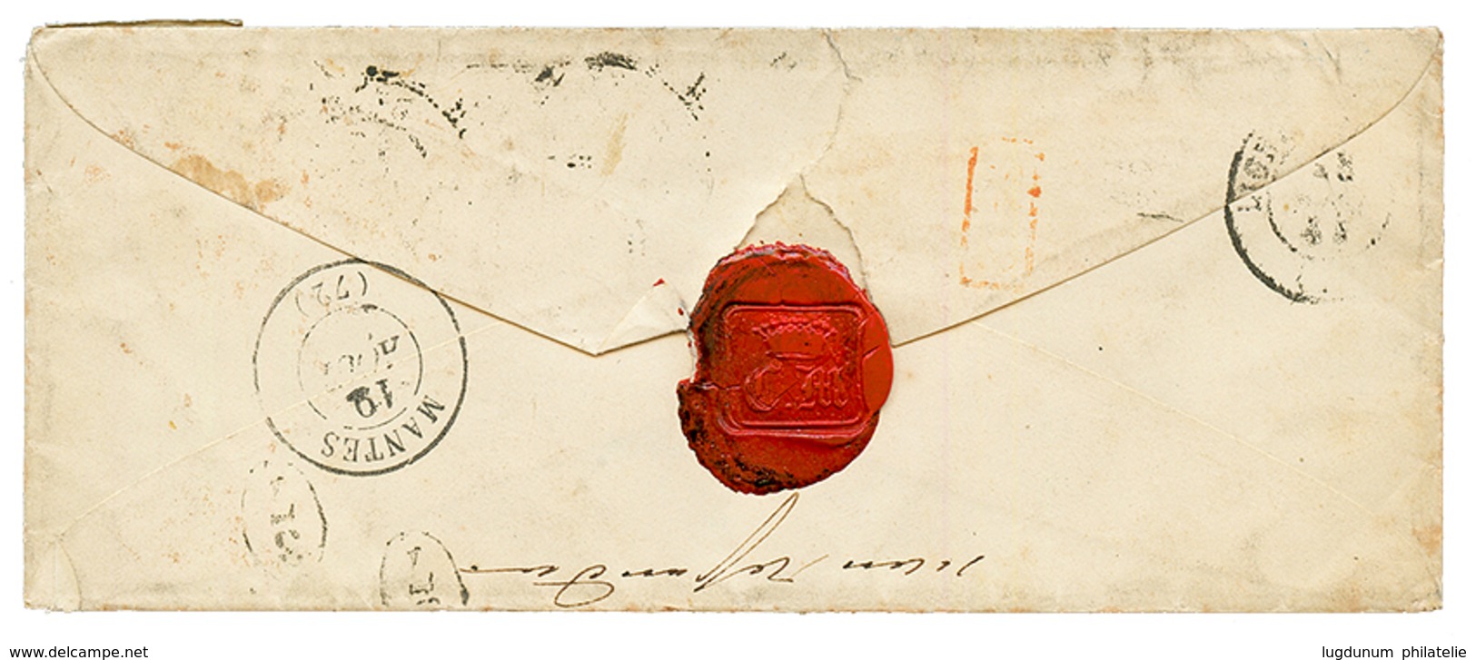 1854 BELGIUM 40c Canc. 16 + OSTENDE + FRANCE 20c Star Cancel On Envelope With Full Text From OSTENDE To PARIS Redirected - Other & Unclassified