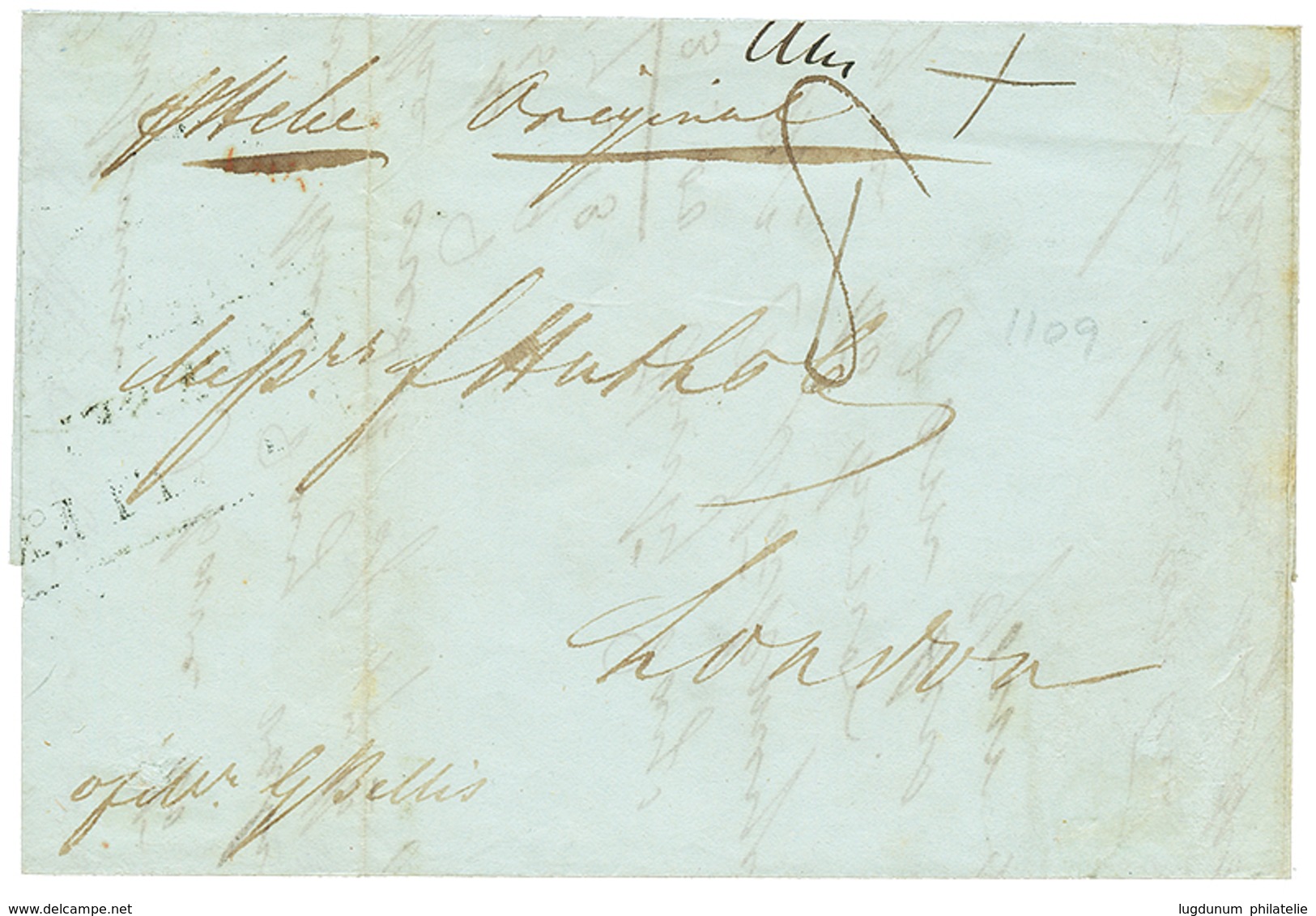1841 GUERNESEY SHIP LETTER On Reverse Of Entire Letter From RIO DE JANEIRO (BRAZIL) To LONDON. Vvf. - Otros & Sin Clasificación