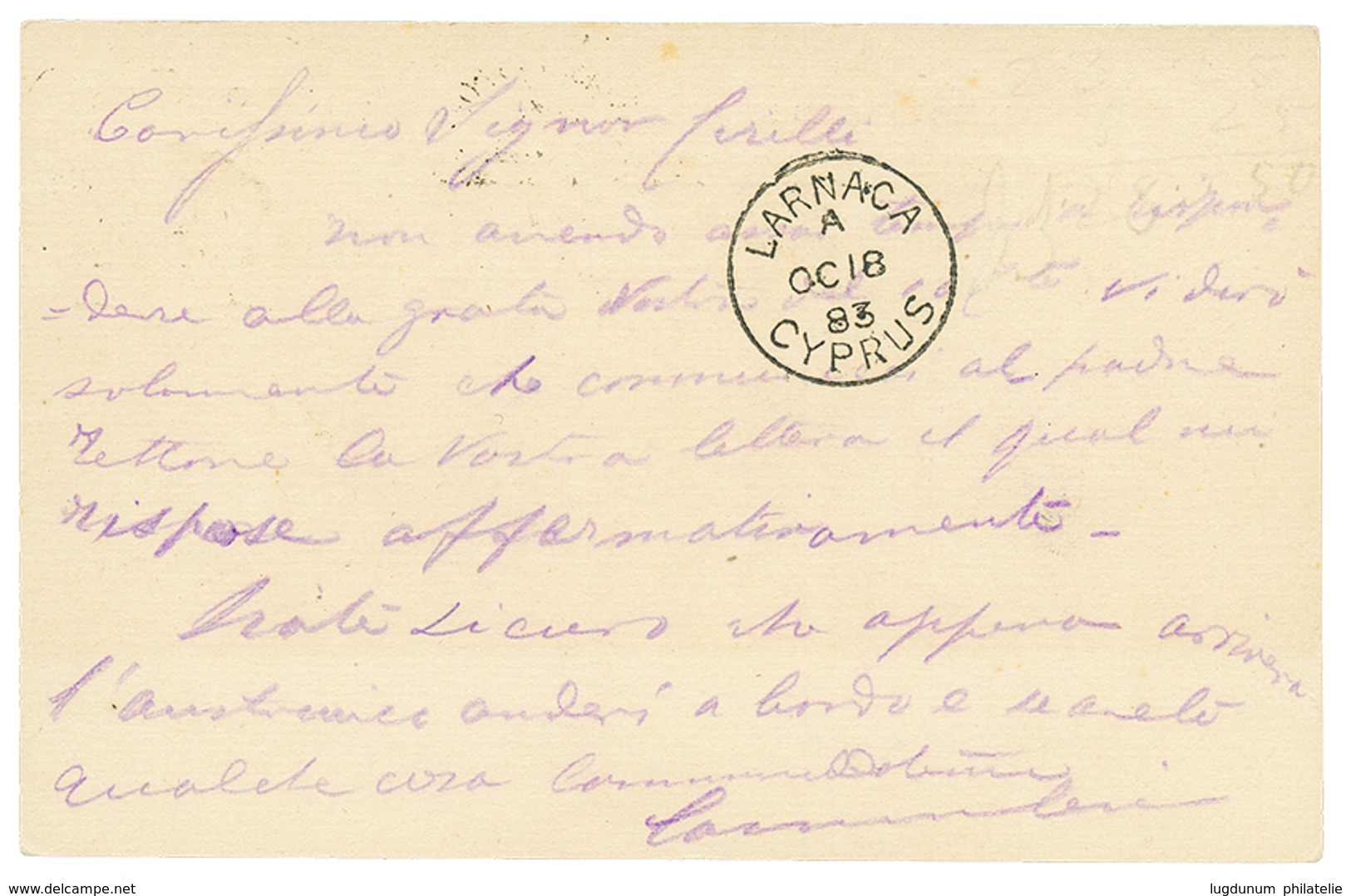 1883 P./Stat GB 1d Canc. G06 + BRITISH POST OFFICE BEYROUTH To LARNACA CYPRUS. Latest Recorded Use. Vvf. - Autres & Non Classés