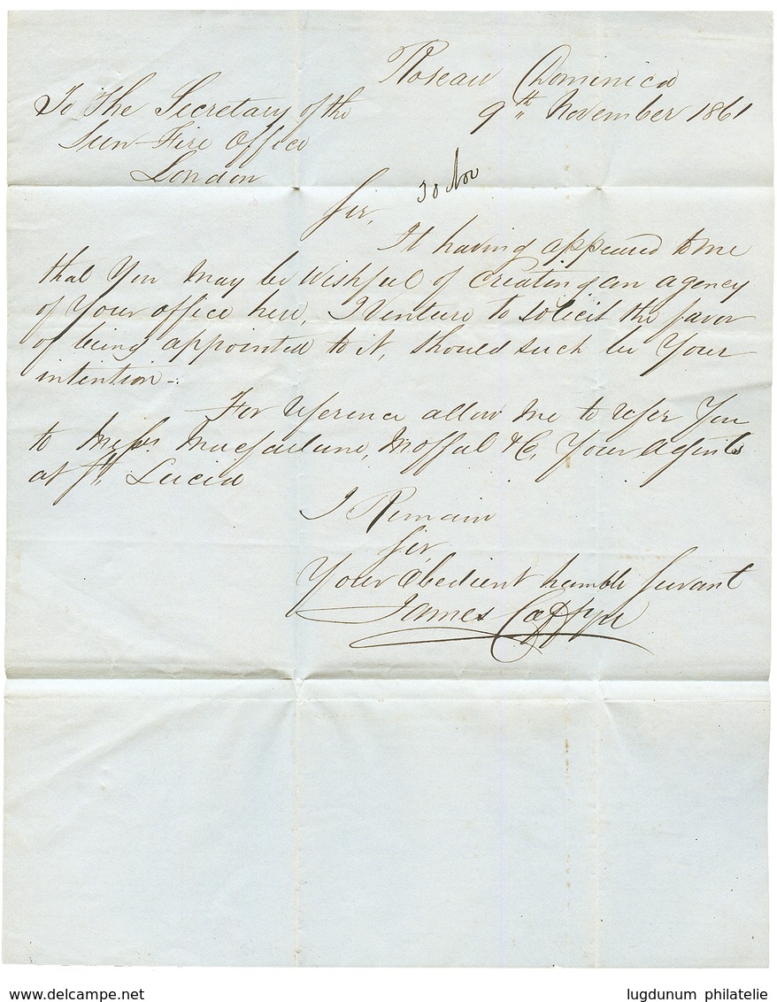 1861 Crown Circle PAID AT DOMINICA On Entire Letter Datelined "ROSEAU" To LONDON. Vf. - Other & Unclassified