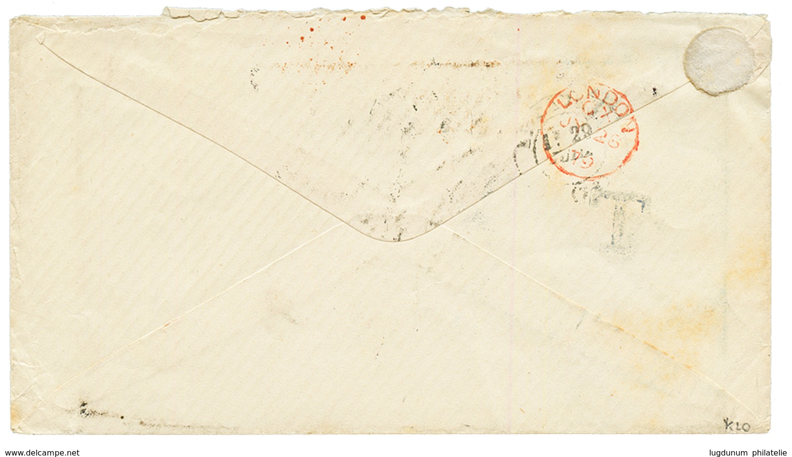 HAITI : 1879 British Cds PORT AU PRINCE + T "220" Tax Marking On Envelope To FRANCE. Scarce. Vvf. - Other & Unclassified