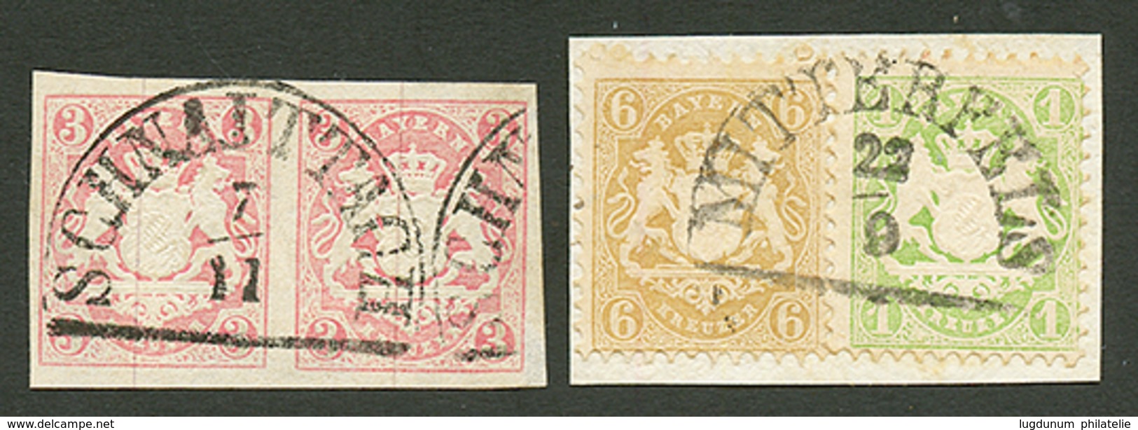 BAVARIA : 2 Pieces With Superb Cancellations - Pair 3k Canc. SCHNAITTACH And 1k + 6k Canc. MITTERFELS. Vvf. - Otros & Sin Clasificación