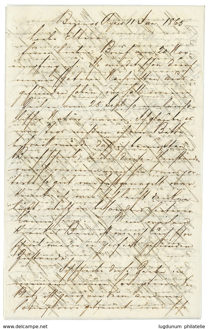 ARGENTINA To ASENDORF : 1865 CONF. ARGENTINE SAINTONGE + F./39 On Envelope With Full Text From BUENOS AYRES To ASENDORF  - Otros & Sin Clasificación