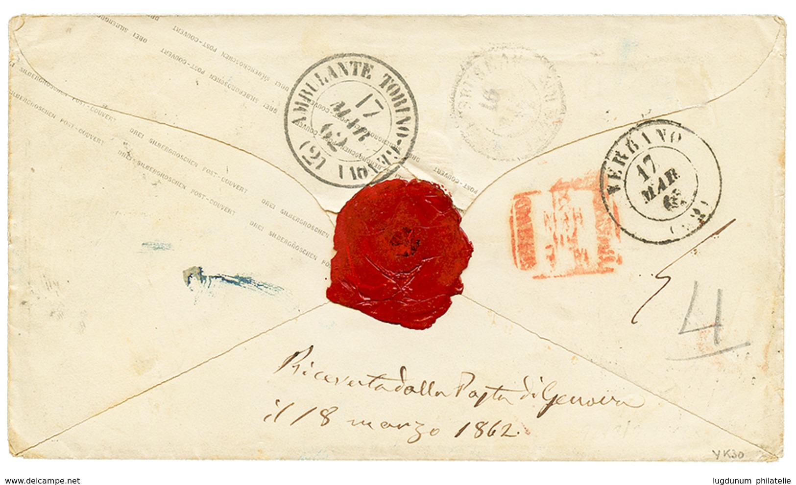 "VERBANO N°2" : 1862 PRUSSIA P./Stat3sgr + 2sgr (postal Stationery Cut) Canc. BERLIN + AFFR. INSUF. + "6" Tax Marking To - Otros & Sin Clasificación