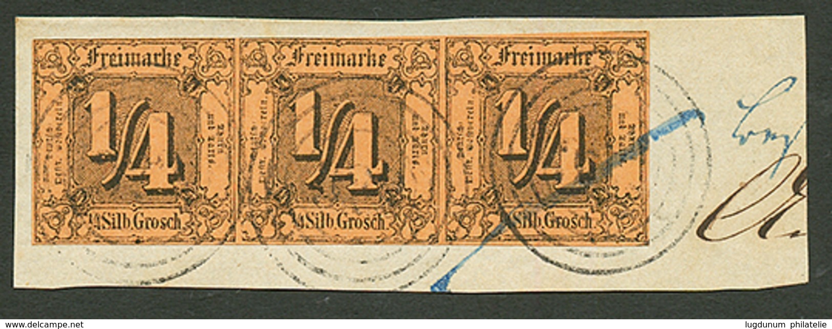 THURN & TAXIS : 1/4 Sgr Strip Of 3 On Piece. Vvf. - Other & Unclassified