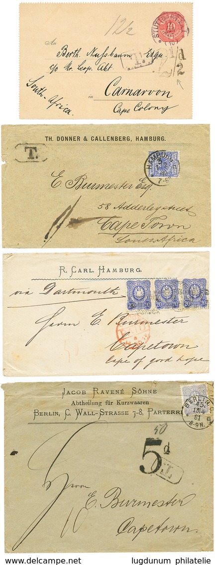 1878/97 Lot 4 Covers From GERMANY / WURTTEMBERG To SOUTH AFRICA. Nice Group. Vf. - Other & Unclassified