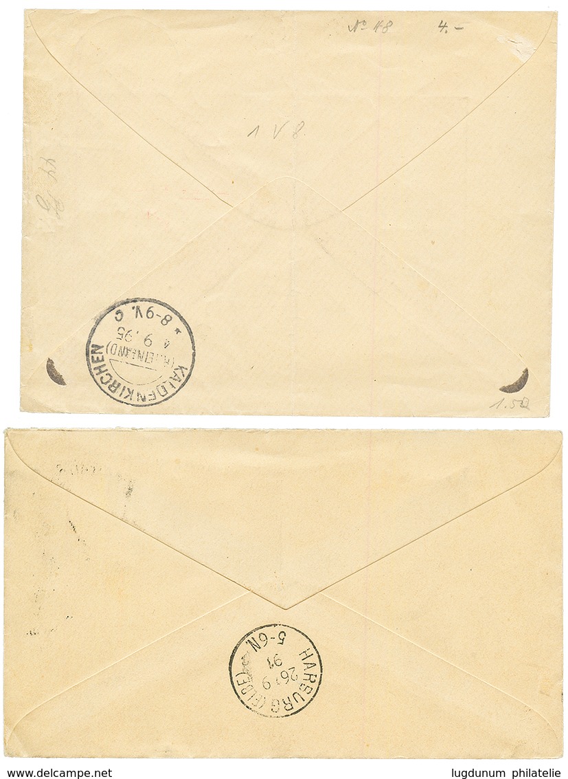 2 Covers : 1891 20pf Canc. SHANGHAI To HARBURG And 1895 20pf Canc. TIENTSIN To GERMANY. Superb. - China (oficinas)