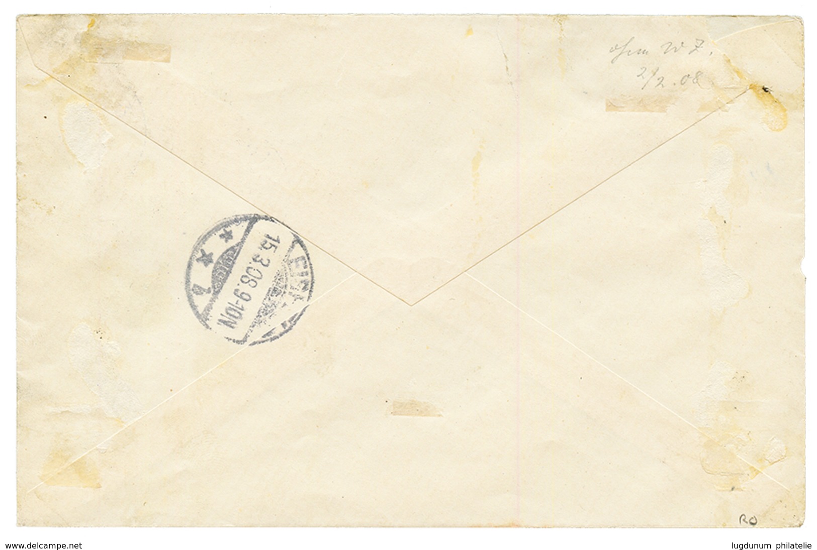 "MOLUNDU" : 1908 50pf Canc. MOLUNDU On REGISTERED Envelope To GERMANY. Vf. - Cameroun