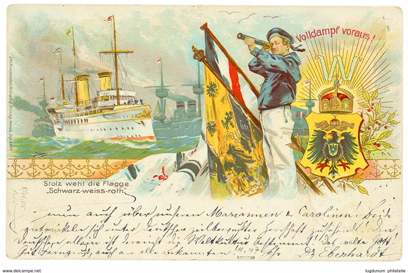 MARIANES - VORLAUFER : 1900 10pf Canc. SAIPAN MARIANEN On Card To BERLIN With Arrival Cds. RARE. Vf. - Mariana Islands