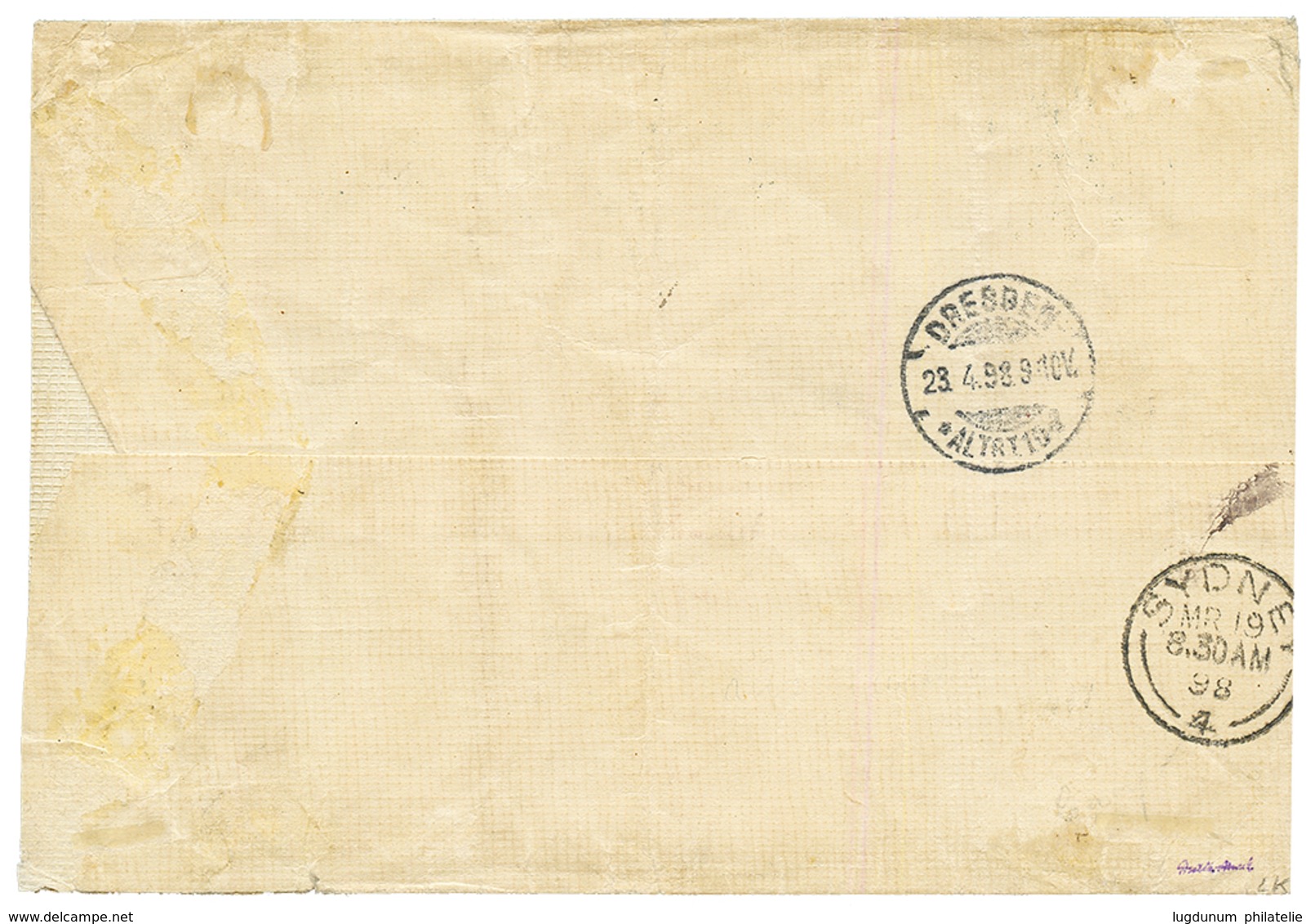 1898 Pair 50pf Canc. JALUIT MARSCHALL INSELN In Blue On Envelope (reduced At Left) + "VIA JALUIT" To Madam LOSSNER In DR - Islas Marshall