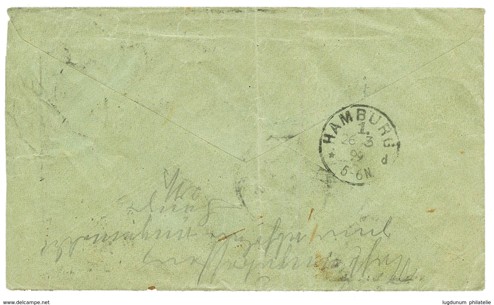 VORLAUFER : 1909 GERMANY 5pf Block Of 4 ( 1 Stamp With Fault ) + NEU GUINEA 10pf Canc. BERLINHAFEN On REGISTERED Envelop - Nueva Guinea Alemana