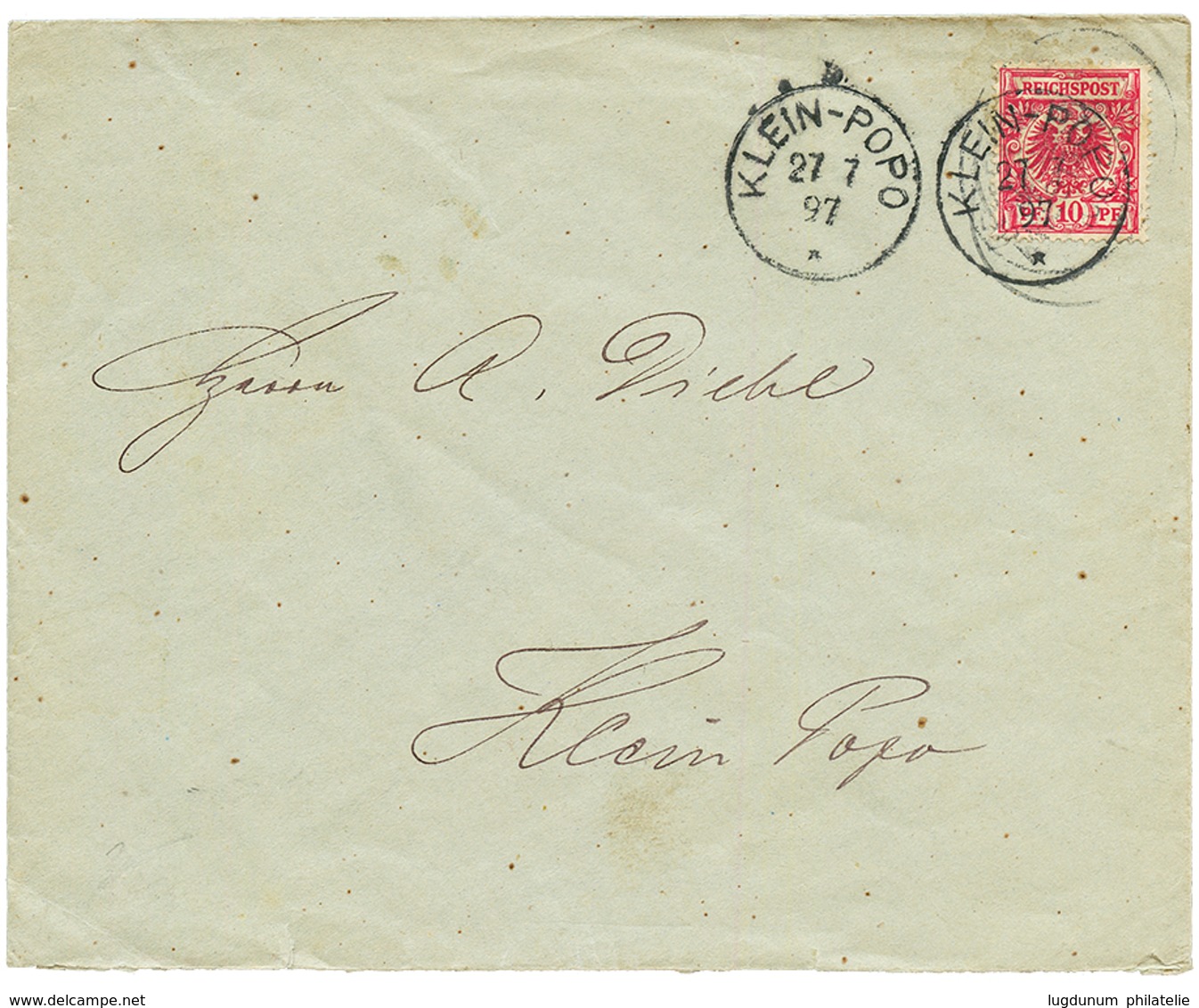 TOGO - VORLAUFER : 1897 GERMANY 10pf Canc. KLEIN-POPO On Envelope To KLEIN-POPO. Vf. - Togo