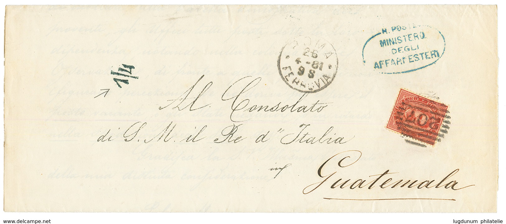 "PRINTED MATTER Rate To GUATEMALA" : 1881 10c Canc. 207 + ROMA On Complete PRINTED MATTER To GUATEMALA. Recto, Rare Arri - Unclassified