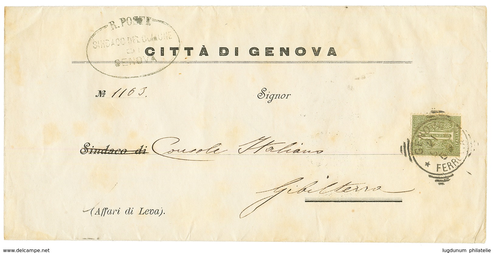 "PRINTED MATTER Rate To GIBRALTAR " : 1893 1c Canc. GENOVA On Complete PRINTED MATTER To GIBRALTAR With Arrival Cachet O - Unclassified