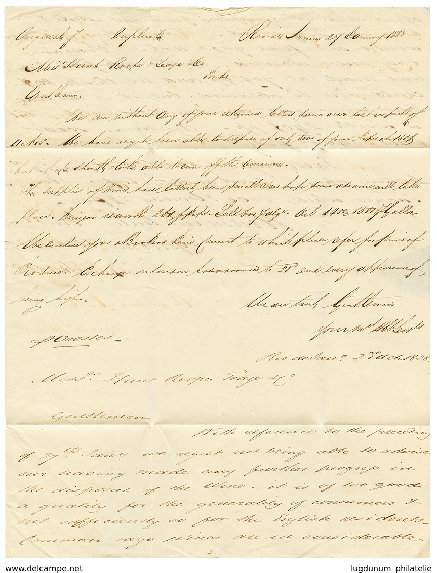 1828 BARRA PORTO + "160" Tax Marking On Entire Letter From RIO DE JANEIRO BRAZIL To PORTUGAL. Superb. - Otros & Sin Clasificación