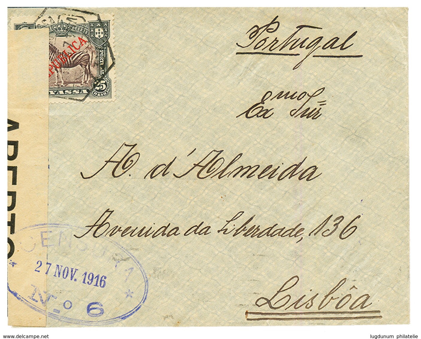 NYASSA : 1916 25r Canc. On Censored Envelope To PORTUGAL. Vvf. - Other & Unclassified