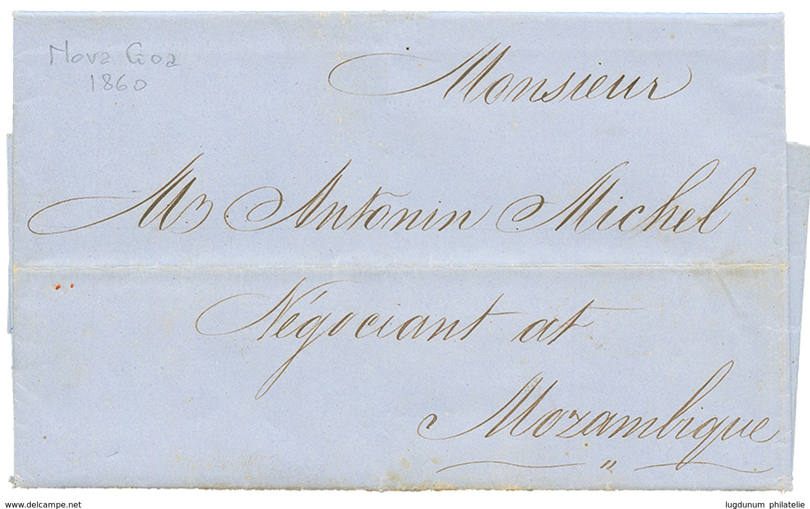 NOVA GOA - INDIA PORTUGUESE : 1860 Entire Letter With Texte Datelined "NOVA GOA" To MOZAMBIQUE. GREAT RARITY. Superb. - Otros & Sin Clasificación