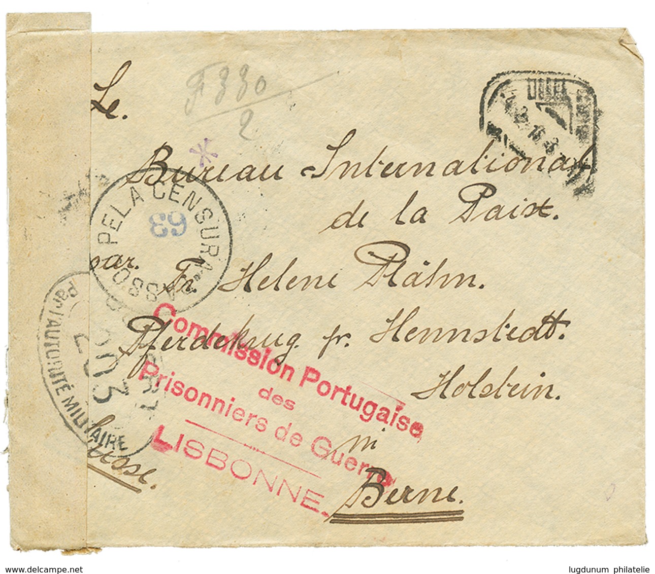 MOZAMBIQUE : 1917 COMMISSION PORTUGAISE PRISONNIERS DE GUERRE + PASSOU DELA CENSURA On Envelope To SWITZERLAND. Vvf. - Altri & Non Classificati