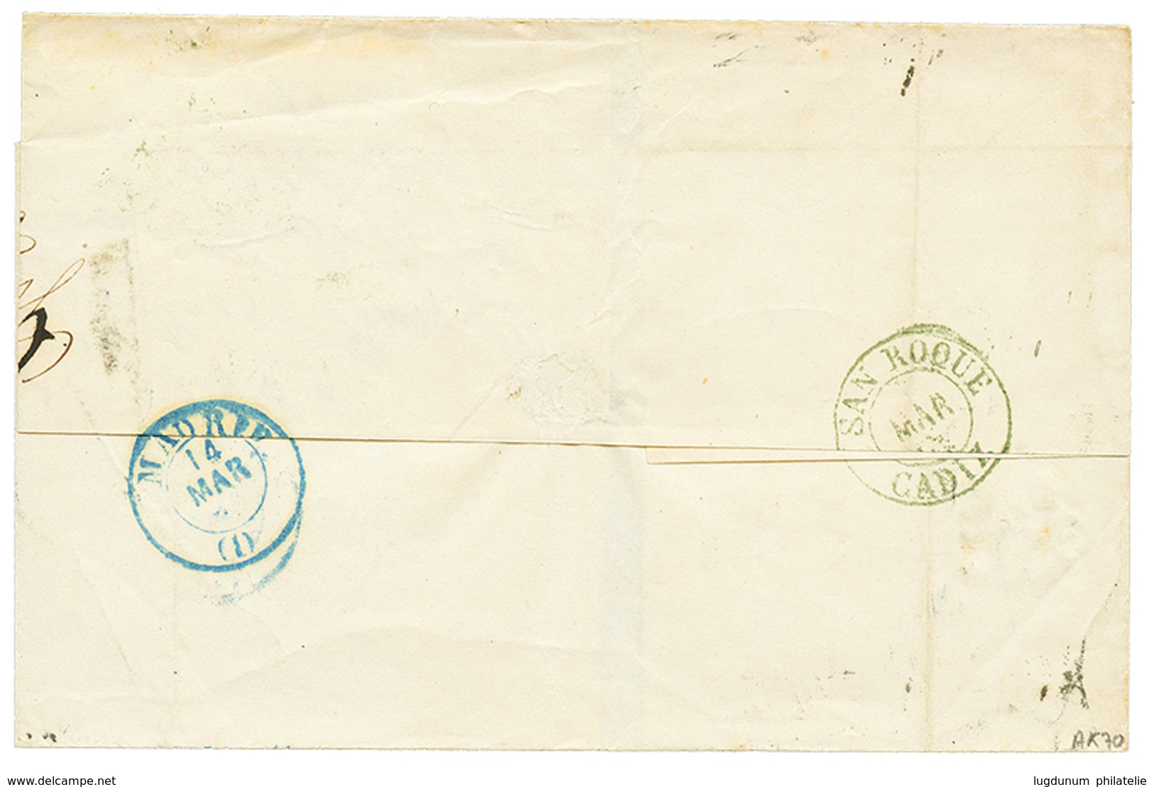 1854 4c With 4 Large Margins Canc. On Cover From GIBRALTAR To MADRID. Vvf. - Other & Unclassified