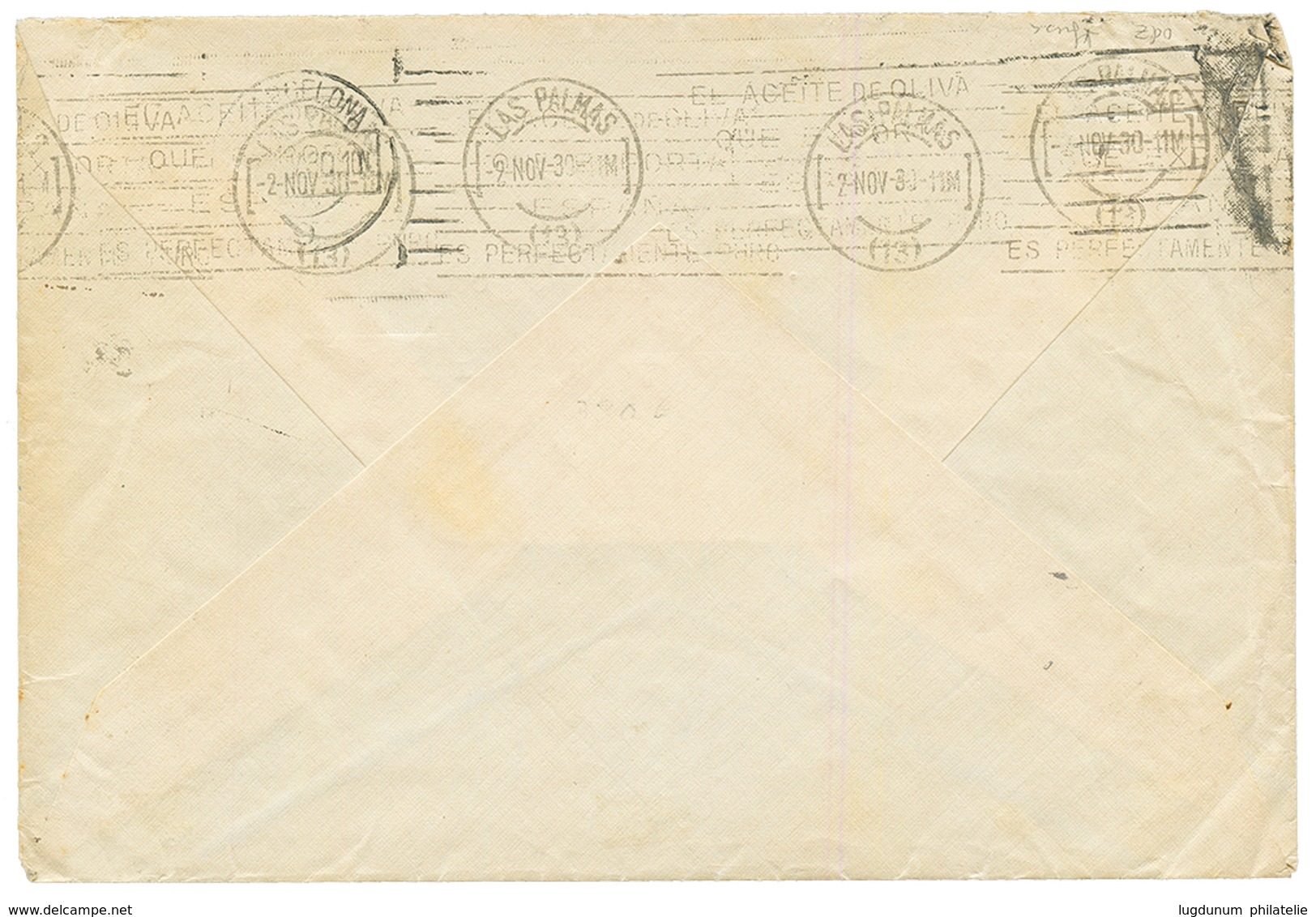 CABO JUBY : 1930 5c (x2) + 10c Canc. CABO JUBI On Envelope To BARCELONA. Vf. - Otros & Sin Clasificación