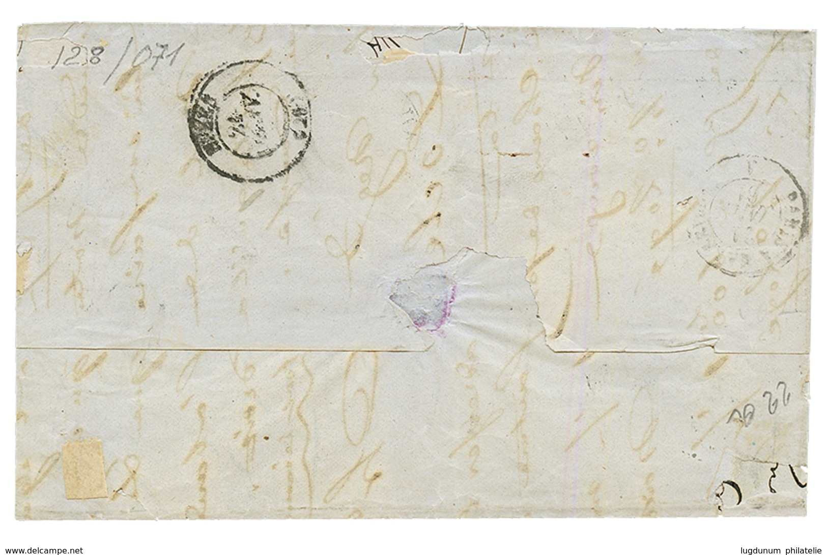 1861 STRUBEL 10r + 15r(x2) Canc. CHAUX DE FONDS On Cover (side Flaps Missing) To FRANCE. RENGGLI Certificate (1994). Vf. - Otros & Sin Clasificación