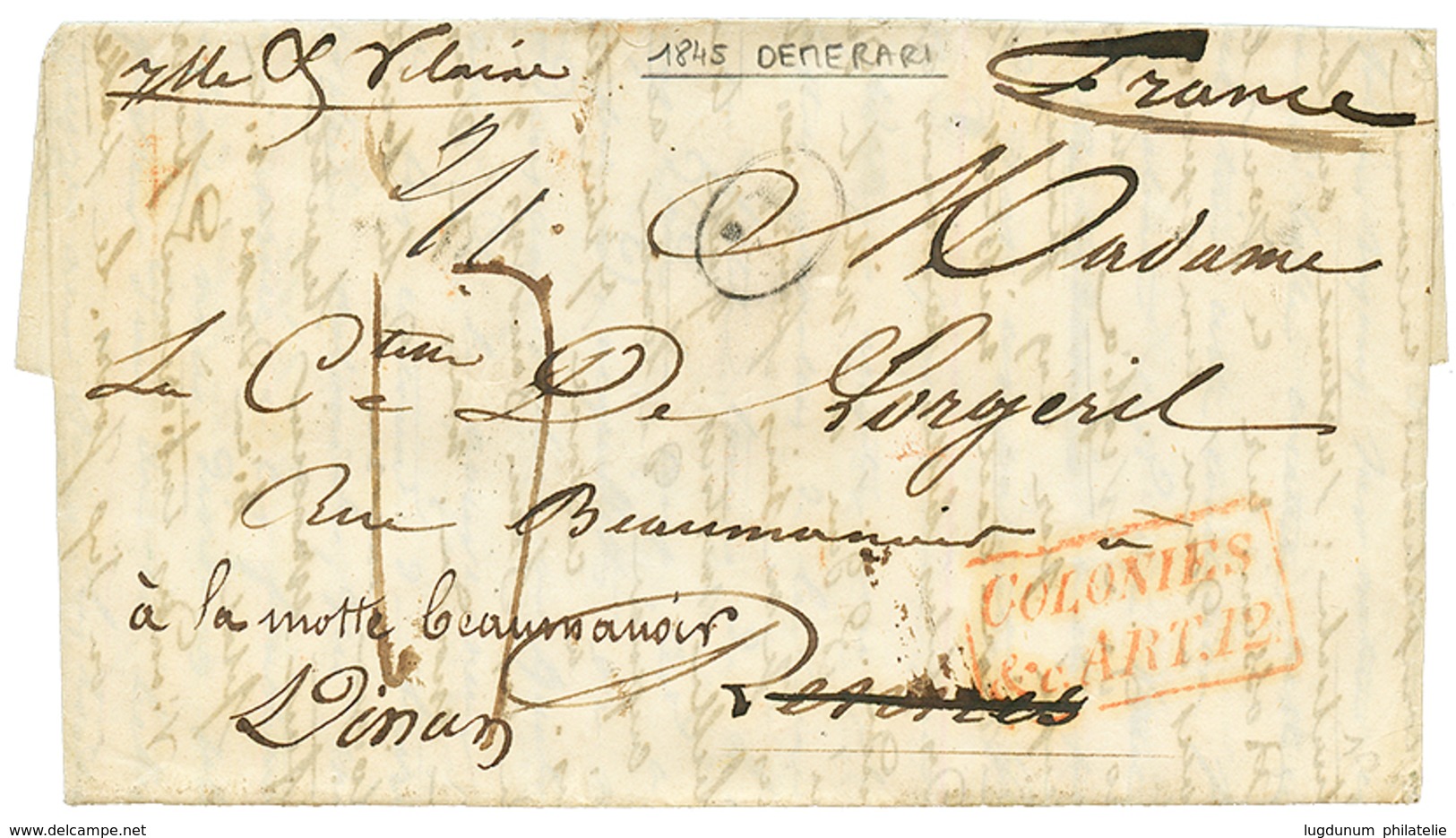 BRITISH GUIANA : 1845 COLONIES ART.12 On Entire Letter From DEMARARI To FRANCE. Scarce. Vvf. - British Guiana (...-1966)