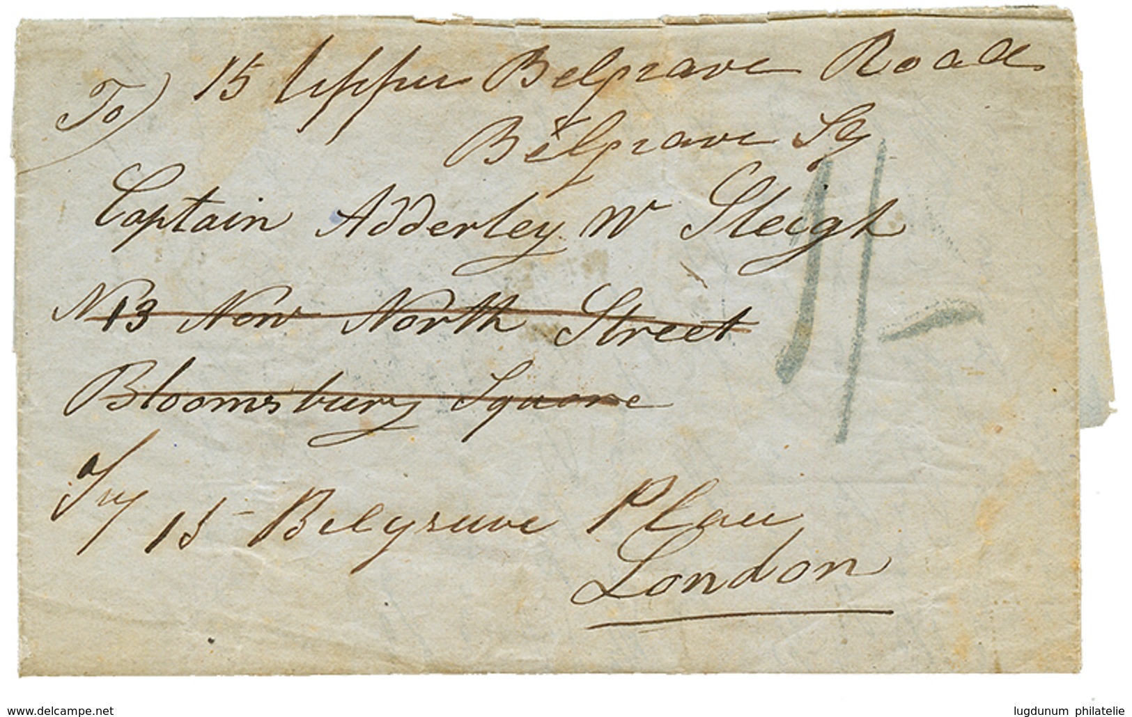 GIBRALTAR : 1852 "1/-" Tax Marking On Entire Letter From GIBRALTAR To ENGLAND. Vvf. - Gibraltar