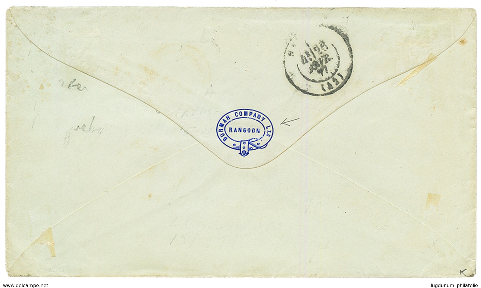 BURMA : 1877 FRENCH COLONIES 40c With 4 Margins Canc. COL. FR. PAQ FR A N°3 On Envelope From RANGOON To FRANCE. Very Sca - Other & Unclassified
