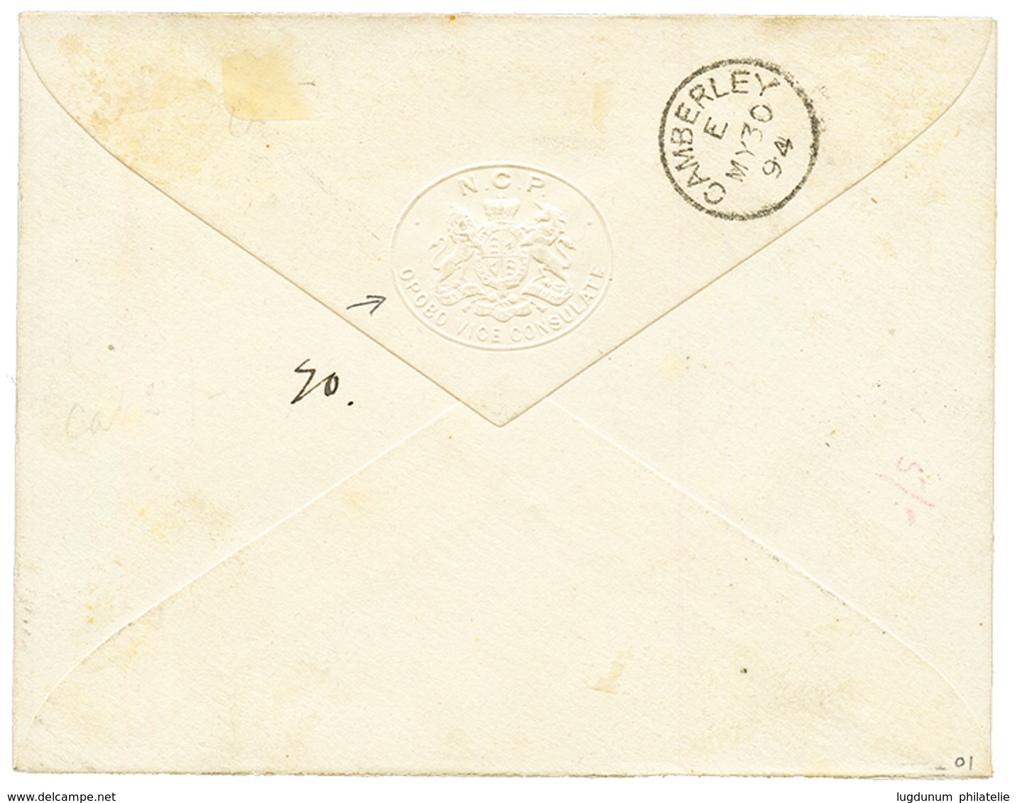NIGER COAST - OPOBO CONSULATE : 1894 1/2d Strip Of 5 Canc. BONNY On Envelope (OPOBO VICE CONSULATE Seal On Reverse) To E - Nigeria (...-1960)