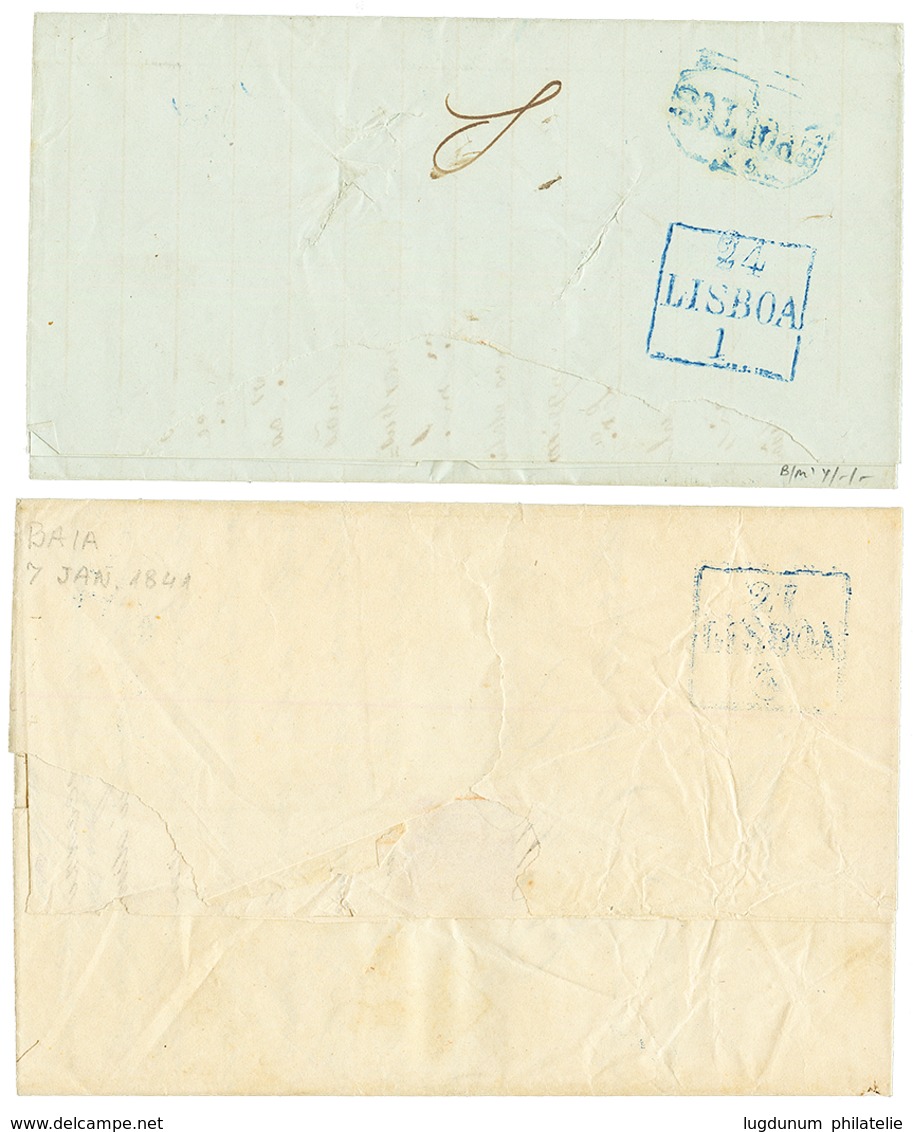 1841/49 Lot 2 Entire Letter From BAHIA BRAZIL + C.EST.de.N + TAX Marking To PORTUGAL. Superb. - Other & Unclassified