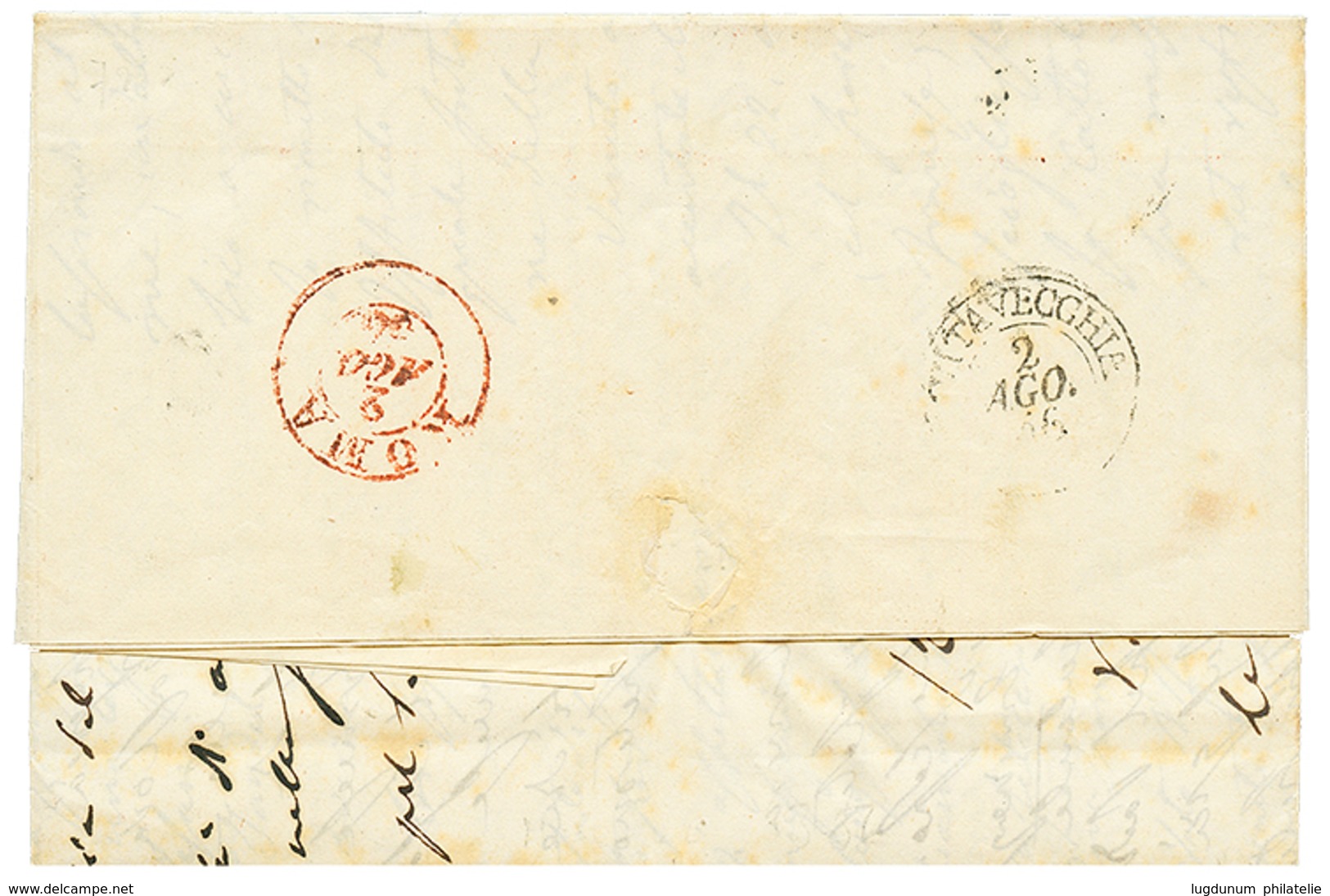 "IRAK - MOSSOUL" : 1856 Very Rare French Paquebot Cachet ALEXANDRE 26 JUIL 56 + VIA DI MARE On Entire Letter(fault) Date - Irak