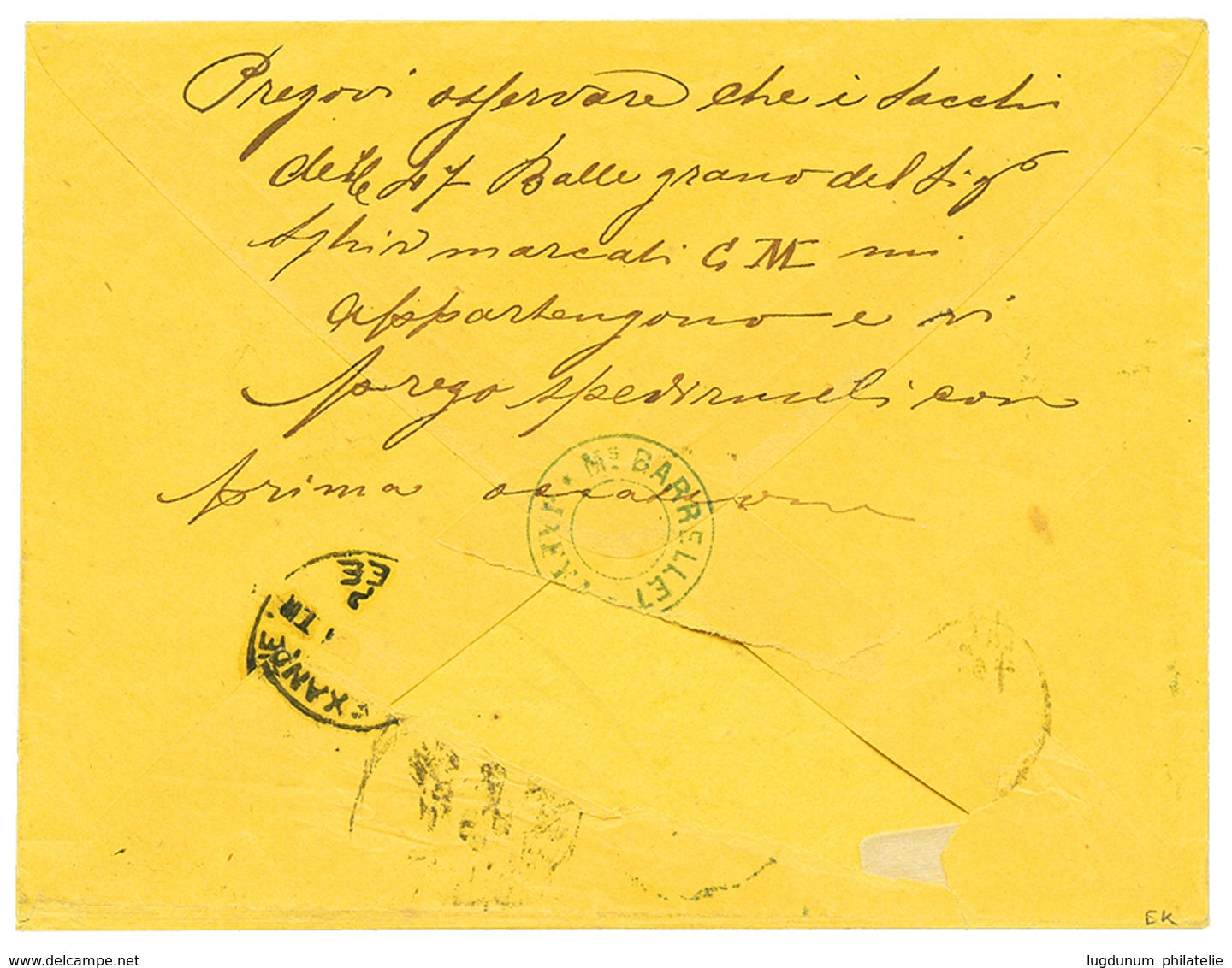 PALESTINE - RUSSIAN P.O : 1879 ROPIT 7k Canc. JAFFA On Envelope To ITALY. Very Scarce. Superb. - Palestina