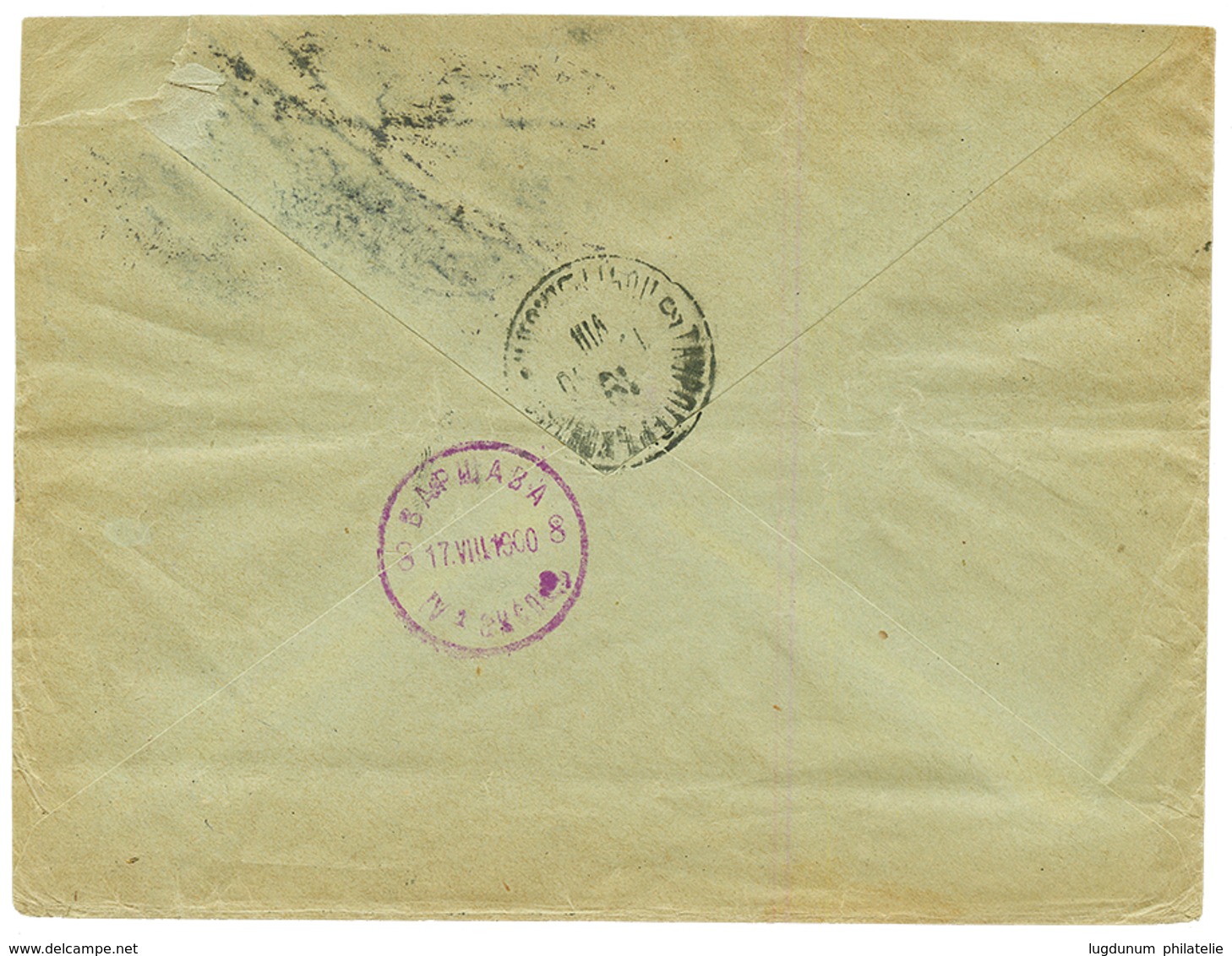 1900 AUSTRIAN LEVANT 1P On 25h Strip Of 4 Canc. JERUSALEM On REGISTERED Envelope Via VARSOVIE To TAUROGGEN KOWENO (RUSSI - Palestine