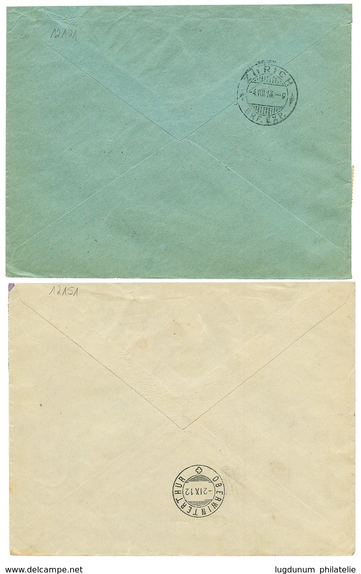 JERUSALEM - GERMAN P.O : 1912 1P On 20pf(x2) On REGISTERED Cover To SWITZERLAND And 1913 2P On 40pf On REGISTERED Cover  - Palestine