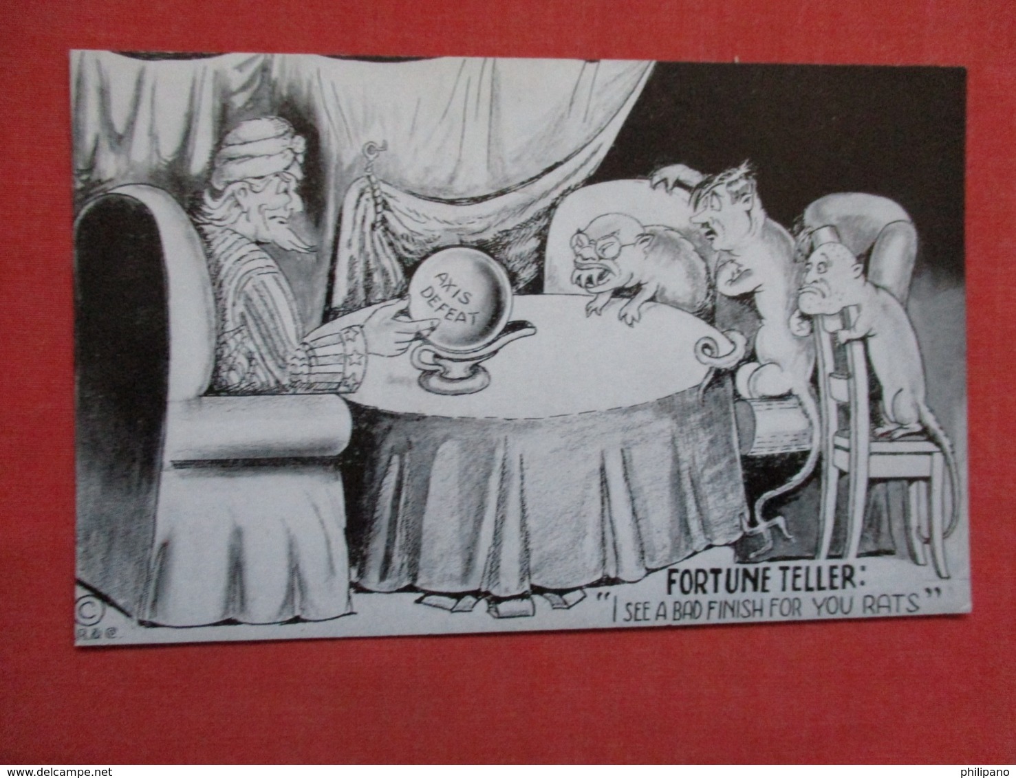 US Propaganda  --- Fortune Teller----- I See A Bad Finish For You Rats   Ref 3608 - War 1939-45