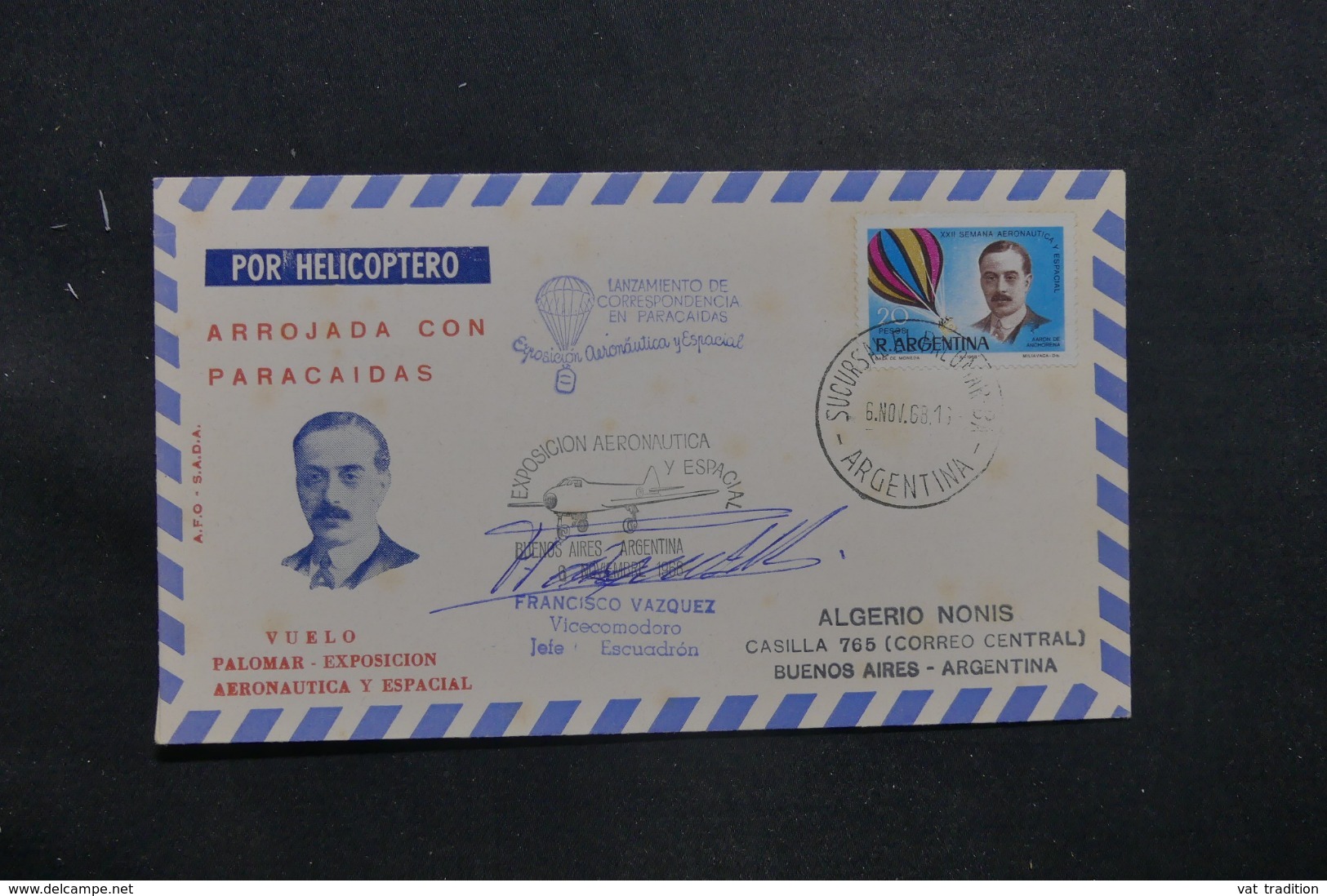 ARGENTINE - Enveloppe Par Hélicoptère En 1968, Affranchissement Et Cachets Plaisants - L 42374 - Cartas & Documentos