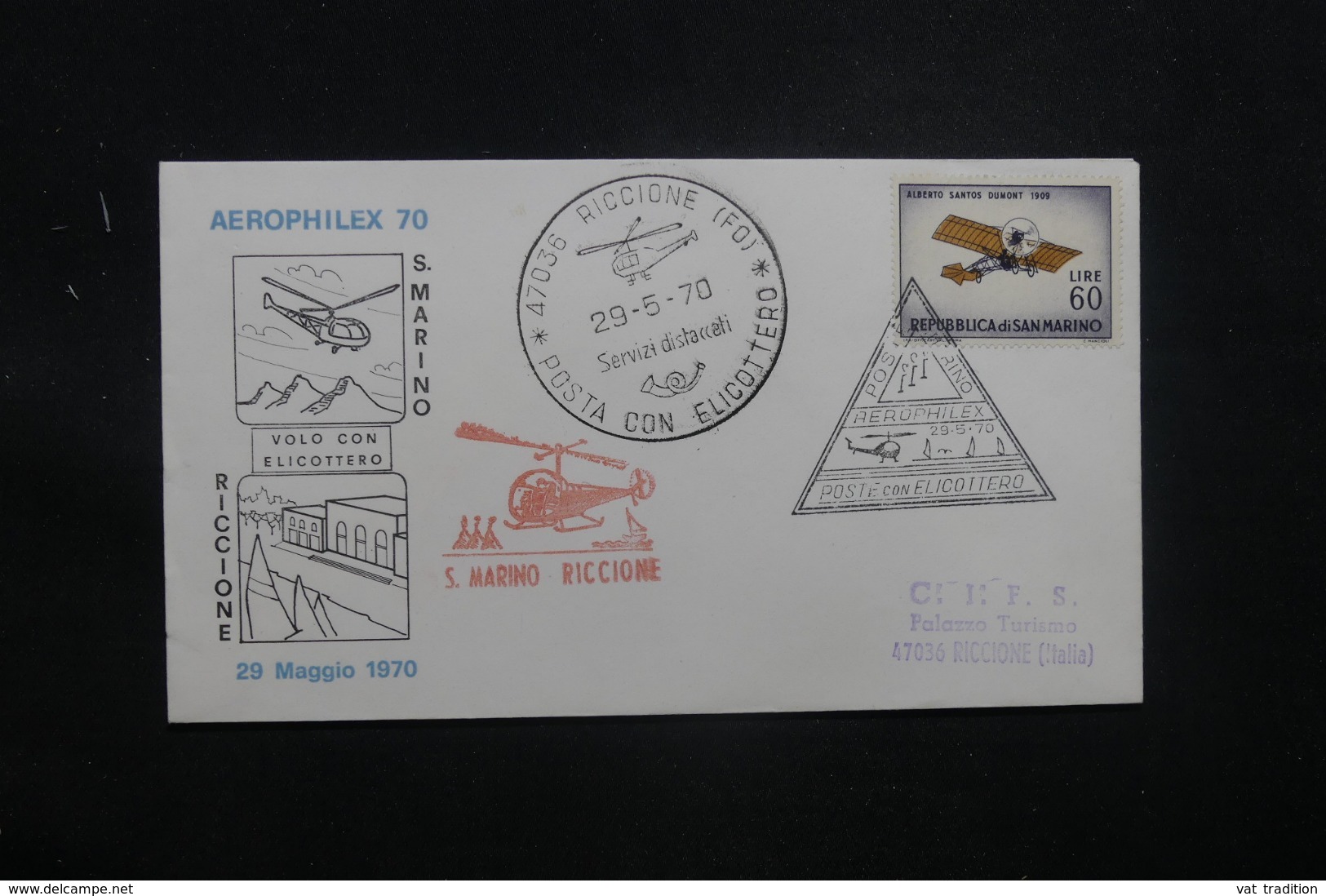 SAINT MARIN- Enveloppe Par Hélicoptère En 1970 Affranchissement Et Cachets Plaisants - L 42379 - Briefe U. Dokumente