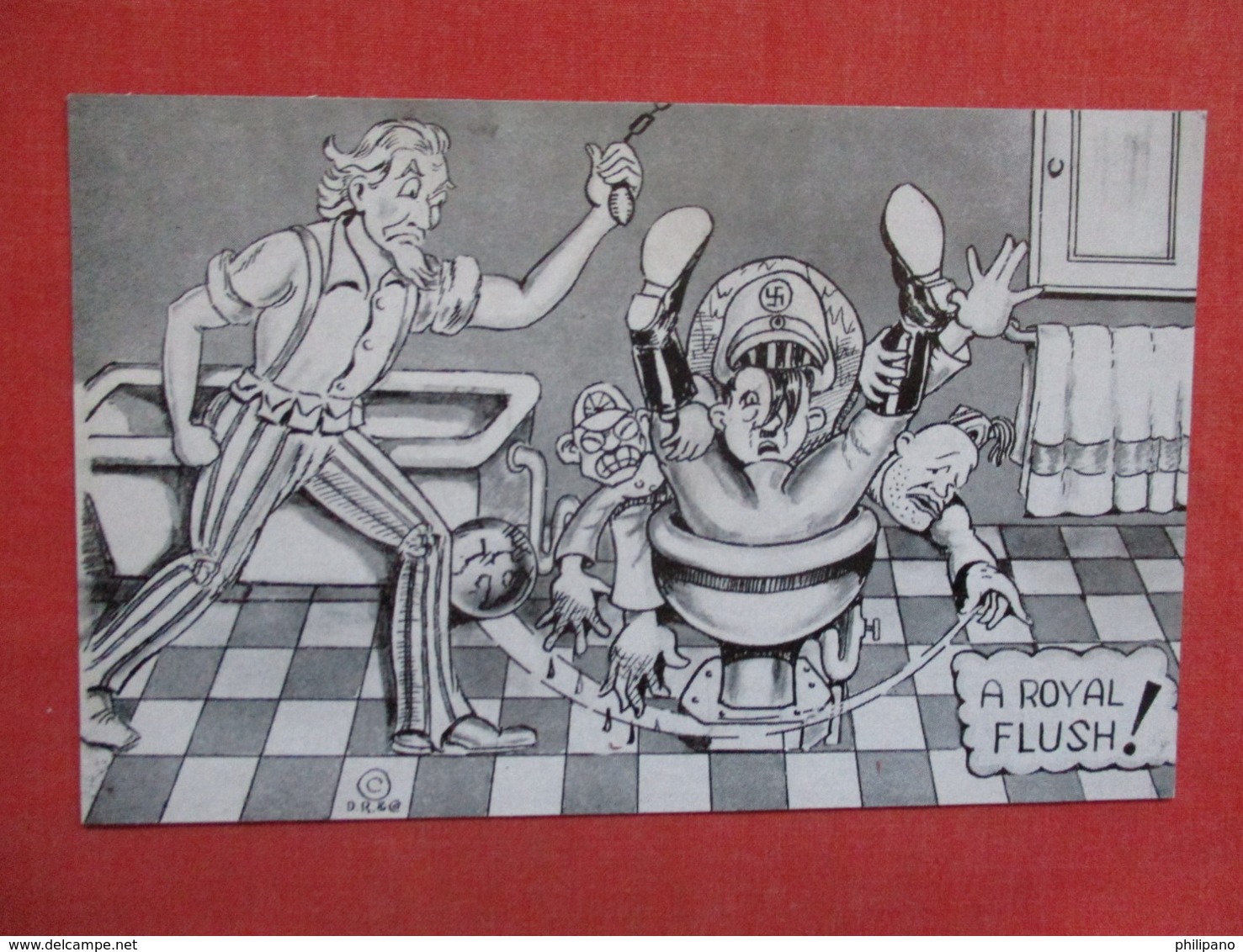 US Propaganda  ---    Uncle Sam  Making A Royal Flush      Ref 3608 - Guerre 1939-45