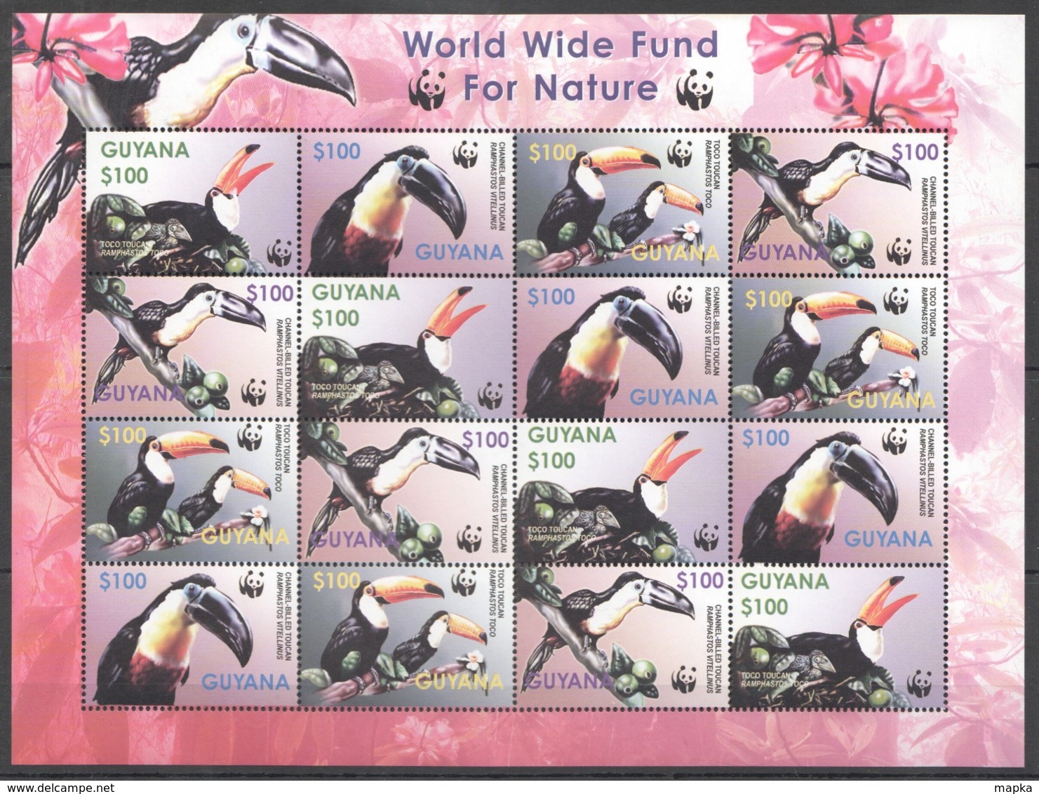 W678 2003 GUYANA WWF FAUNA BIRDS OF GAYANA TOCO TOUCAN #7626-9 !!! MICHEL 19 EURO !!! 1SH MNH - Altri & Non Classificati