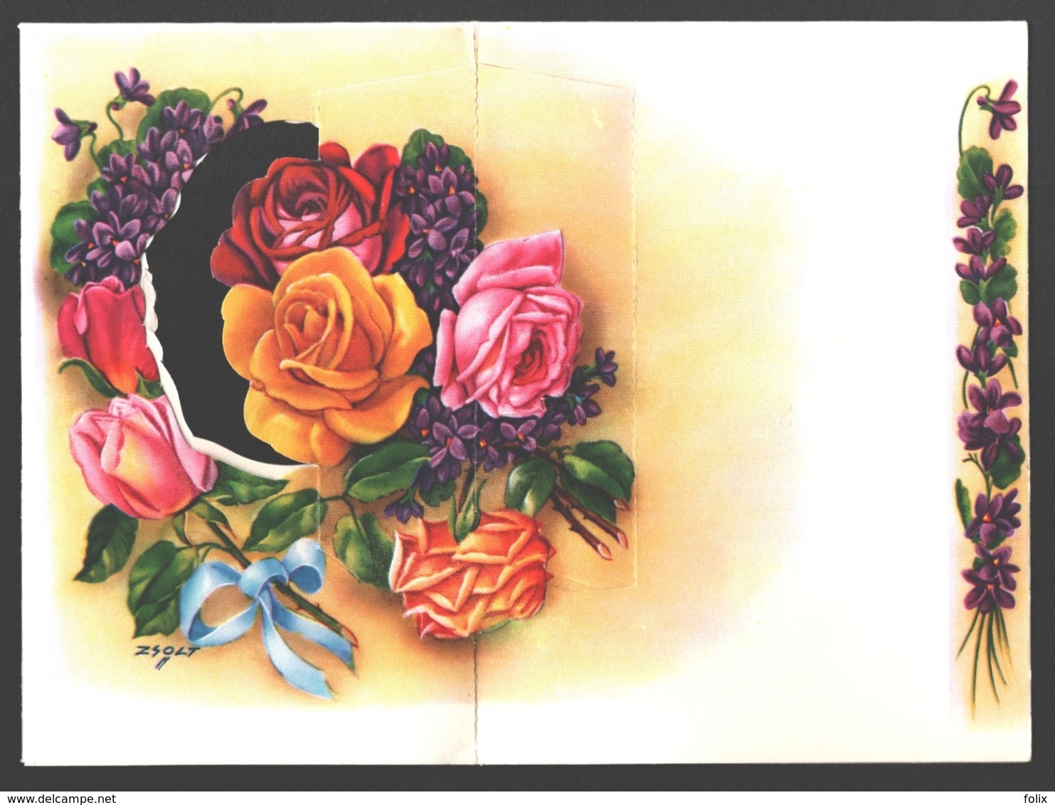 Pop Up Systeemkaart / Carte à Système - Rozen / Roses - Double Folded - Signed Zsolt - A Systèmes